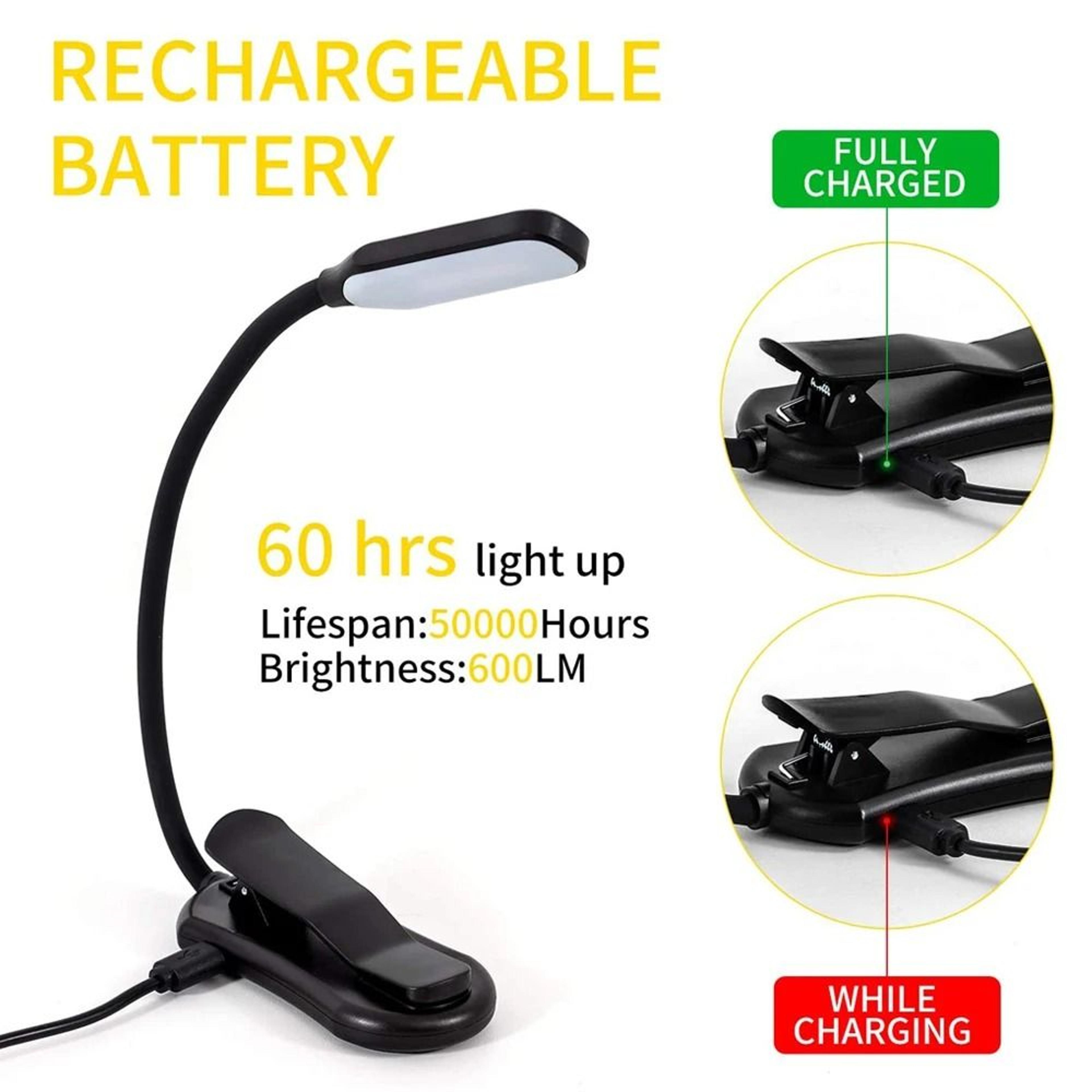 Rechargeable Clip On Book Light With Flexible Three Mode Reading Lamp 4