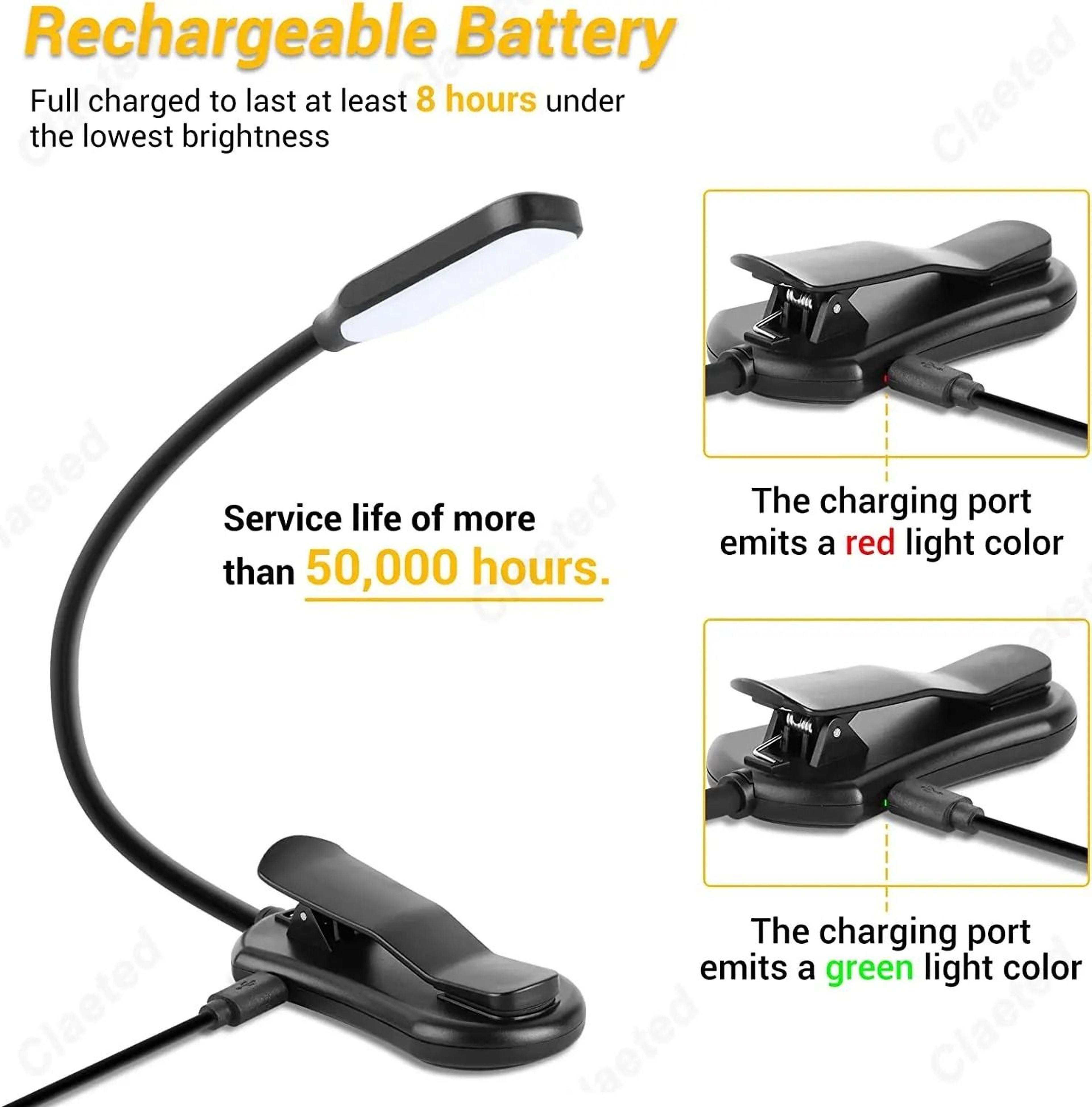 Rechargeable Clip On Book Light For Adjustable Bedside Reading Anywhere Comfortably 5