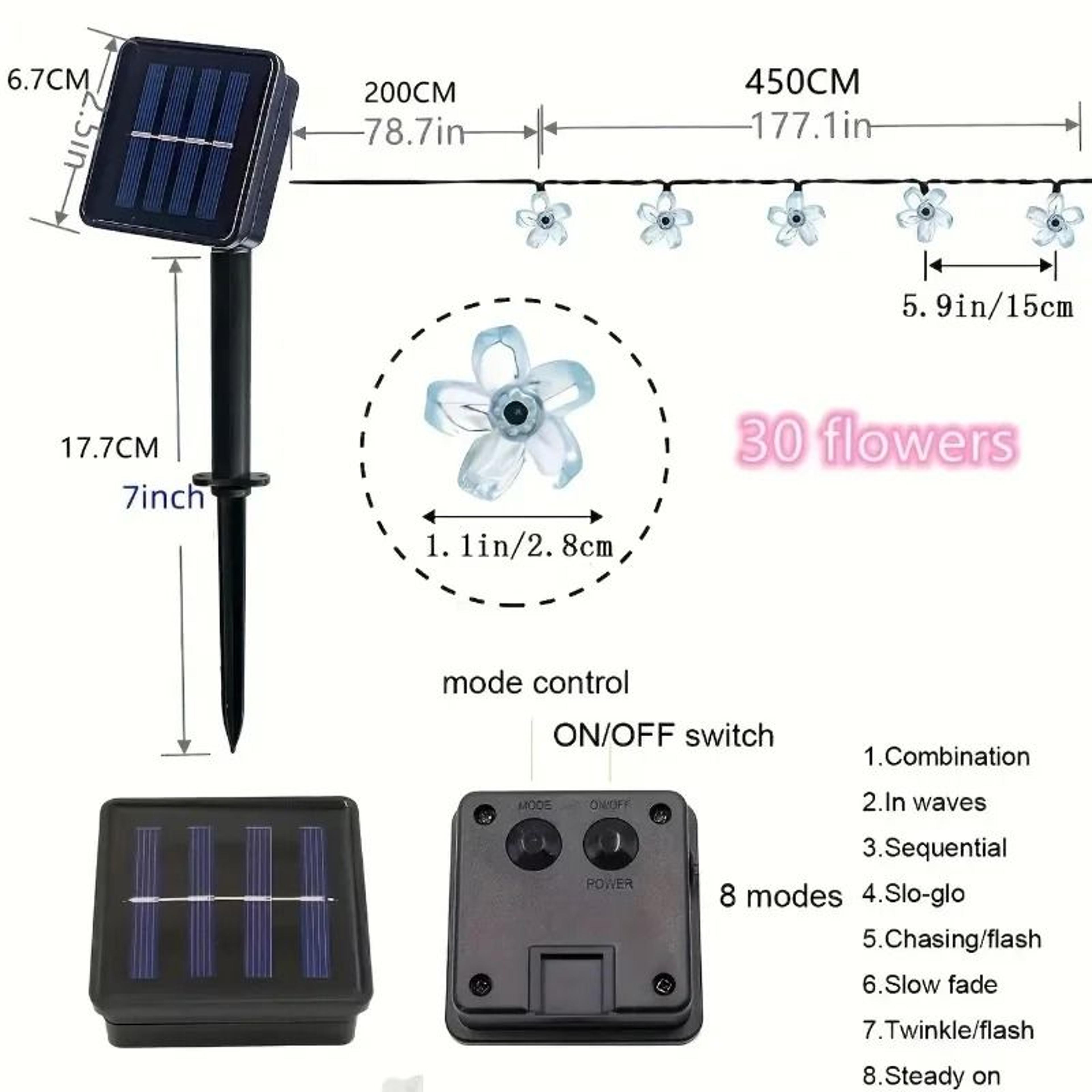 Solar Sakura String Lights With Thirty LEDs For Charming Garden Ambiance 3