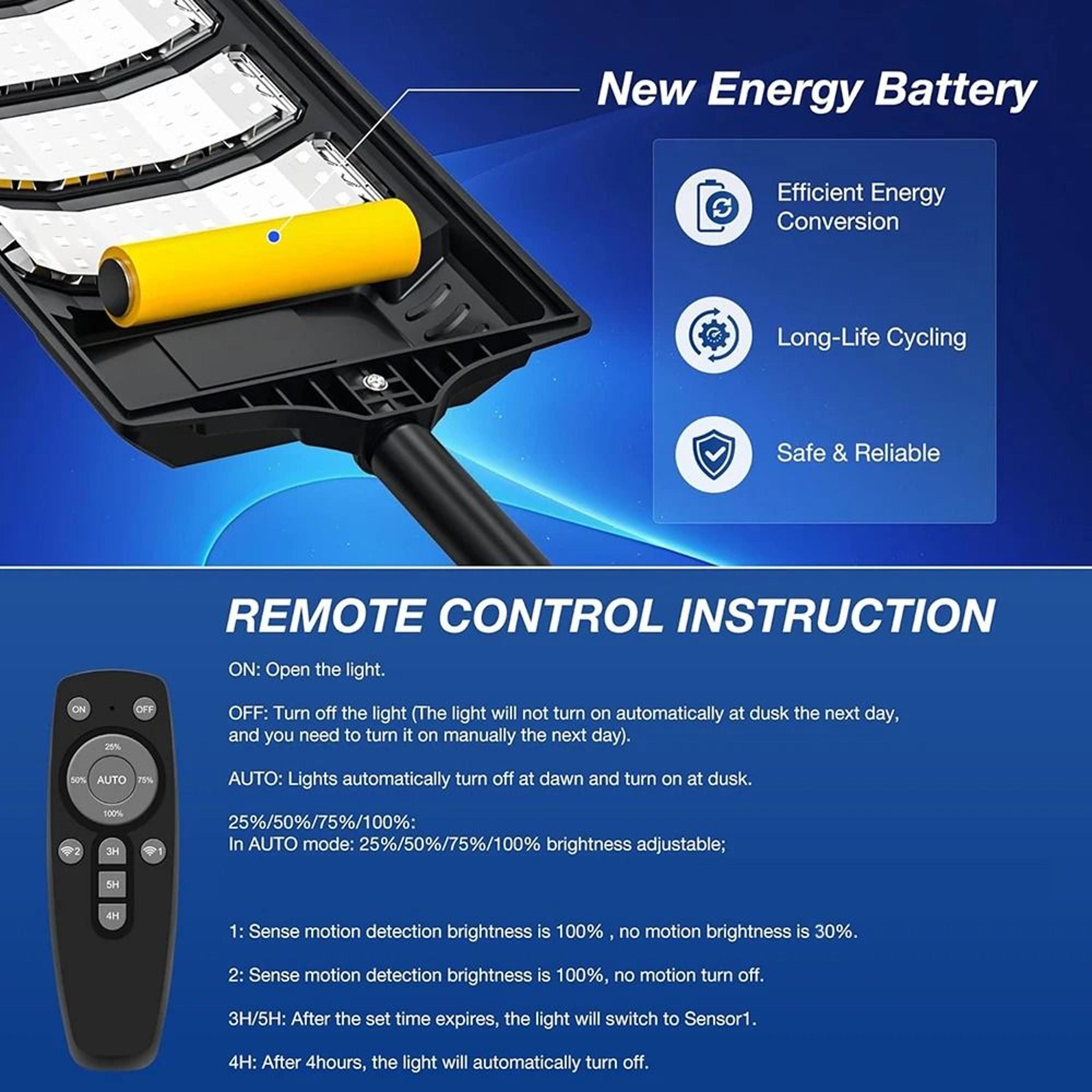 Solar Motion Sensor Street Light With 192 LEDs For Outdoor Security 2