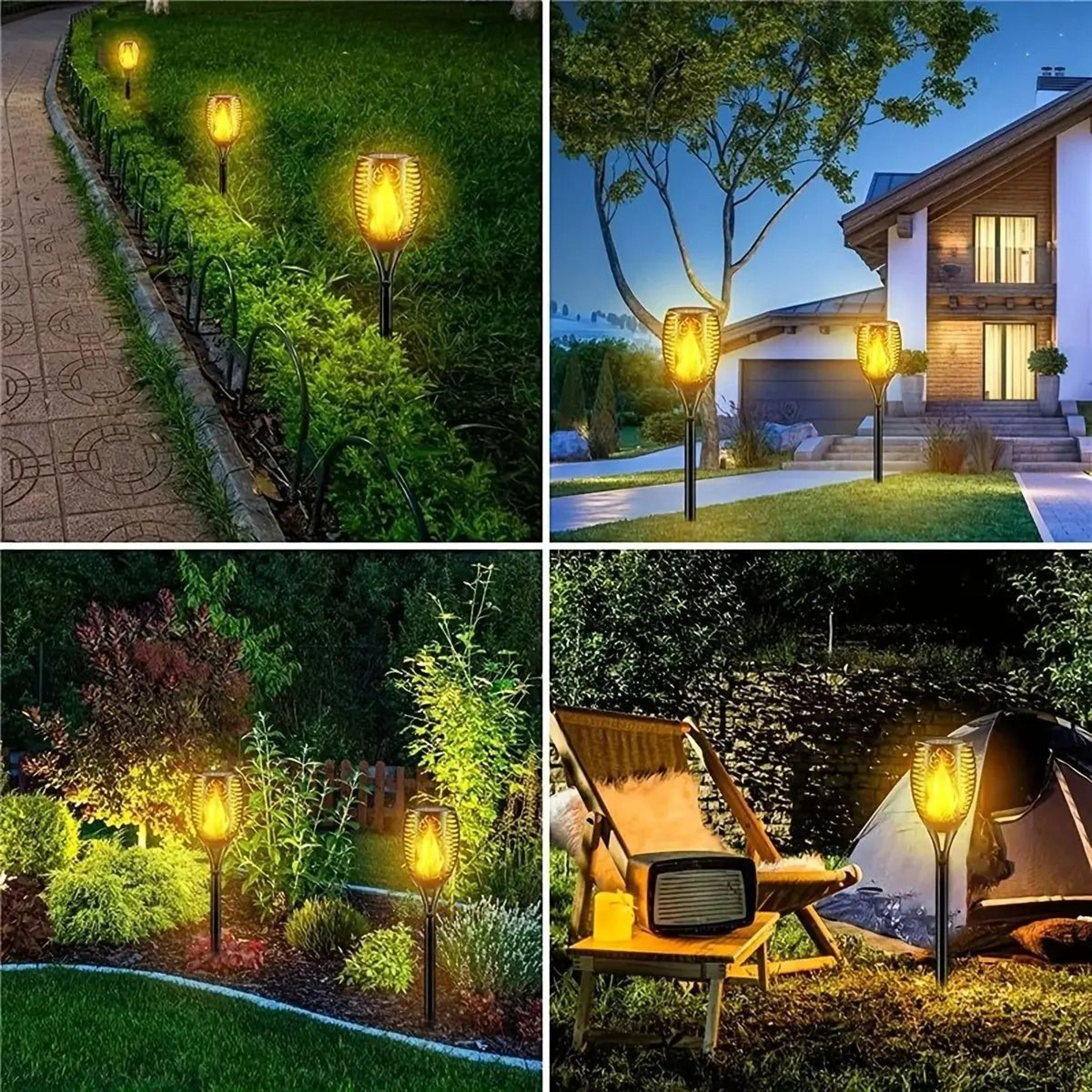 Solar Flame Torch Lights Create Flickering Glow For Gardens Paths Patios 5