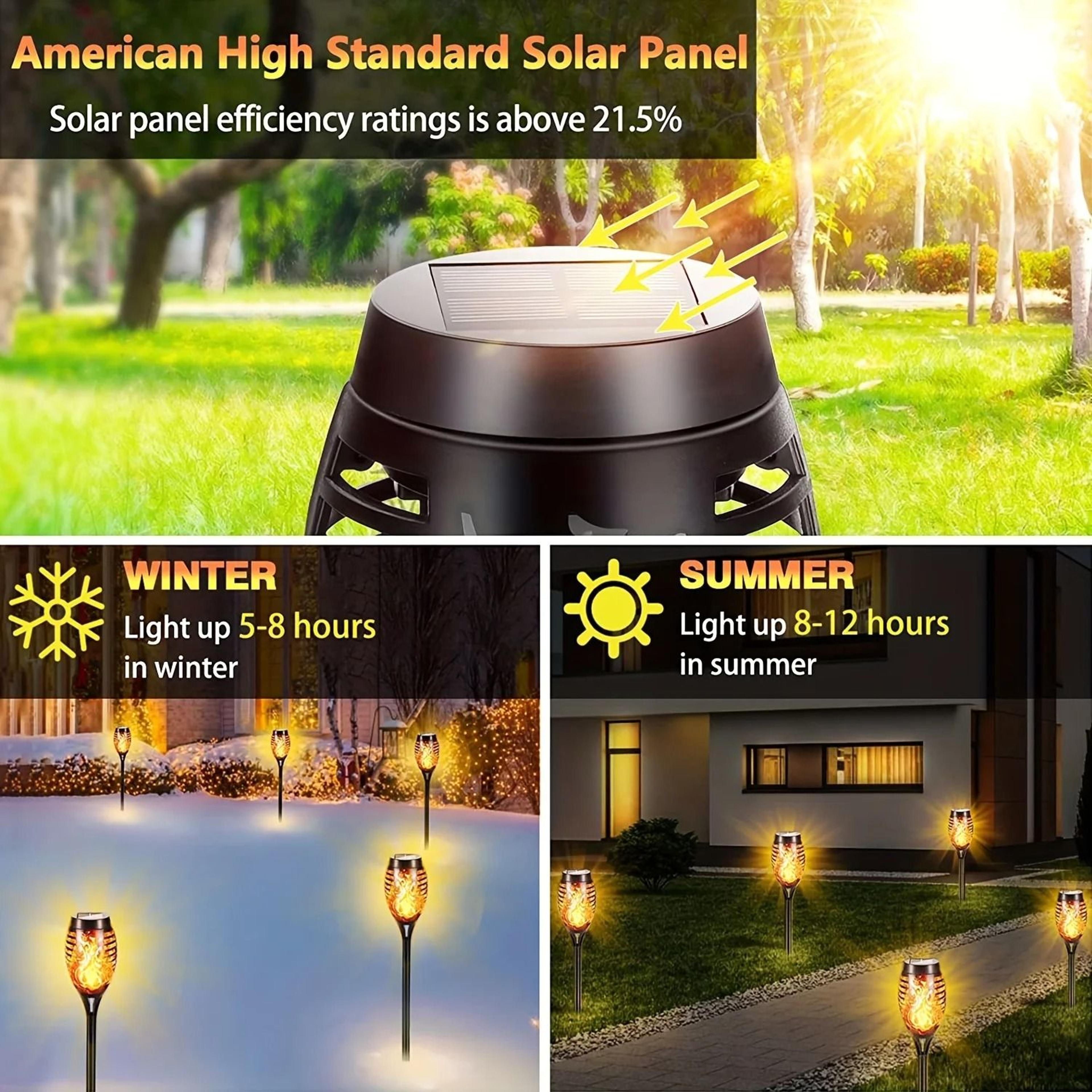 Solar Flame Torch Lights Create Warm Flickering Glow For Outdoor Gardens 7