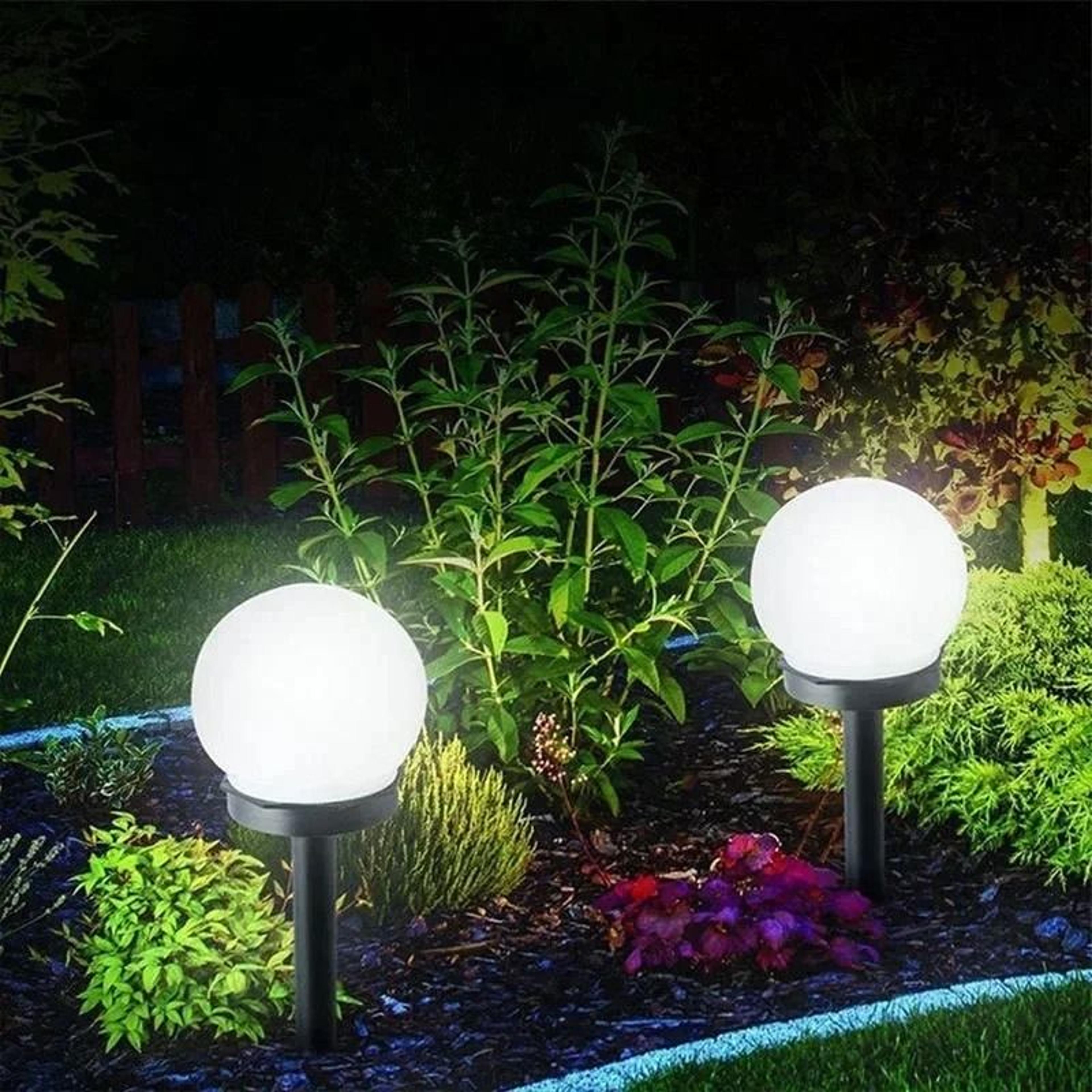 Solar Round Ball Garden Lights Create Waterproof Glow For Lawns Pathways 0