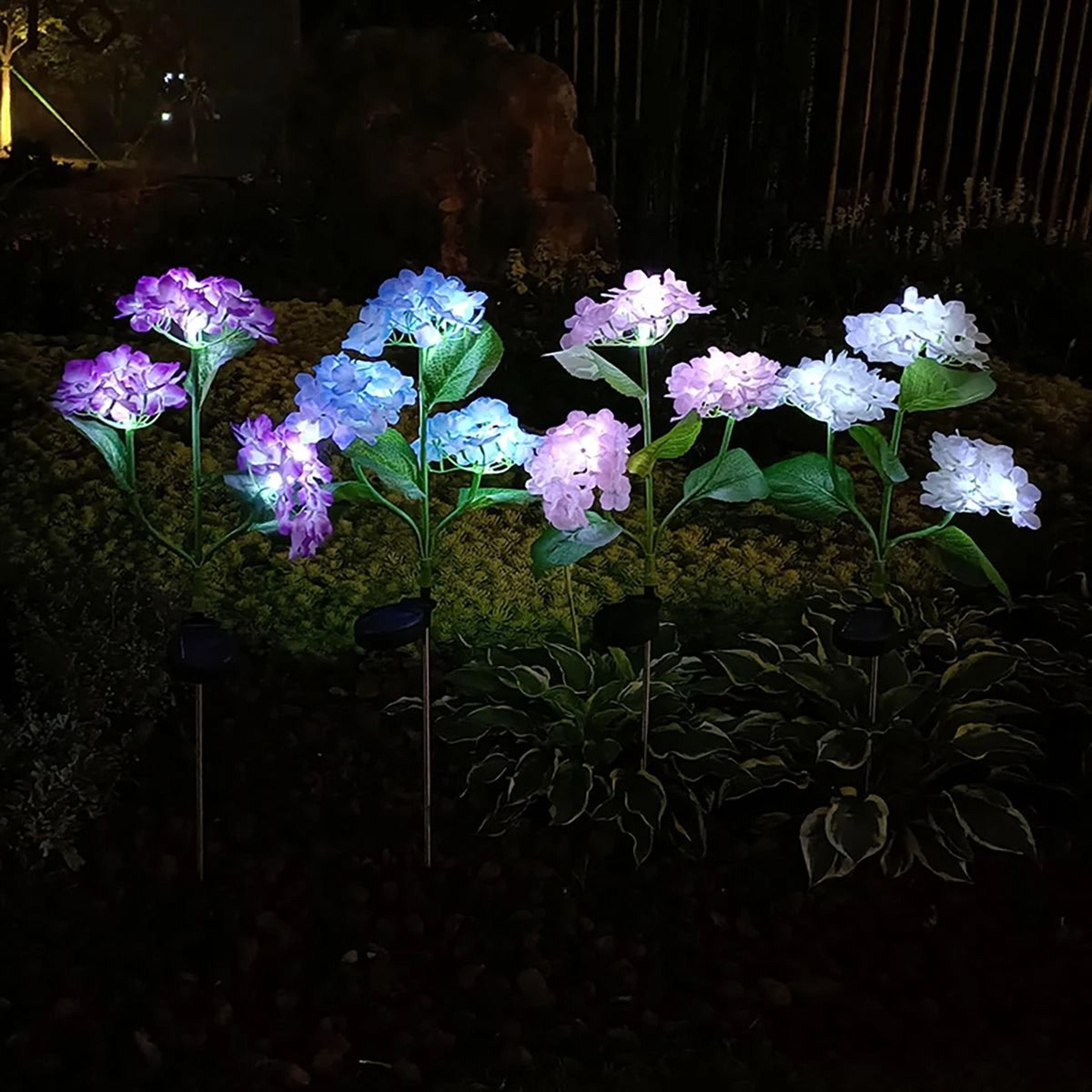 Solar Hydrangea Flower Lights For Charming Garden Lawn Pathway Decor Ambiance 4