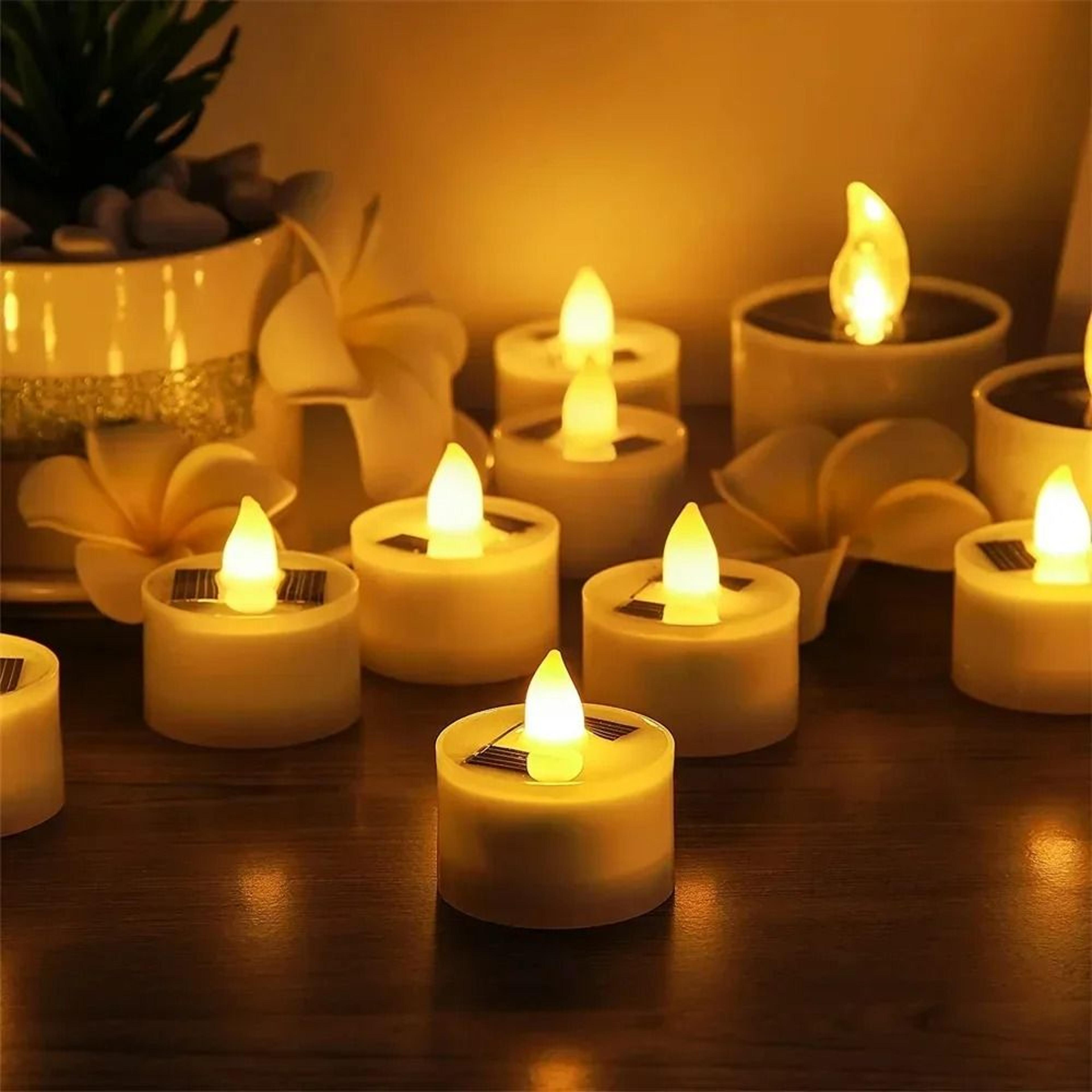 solar flameless tea light candles for waterproof outdoor holiday decor ambiance