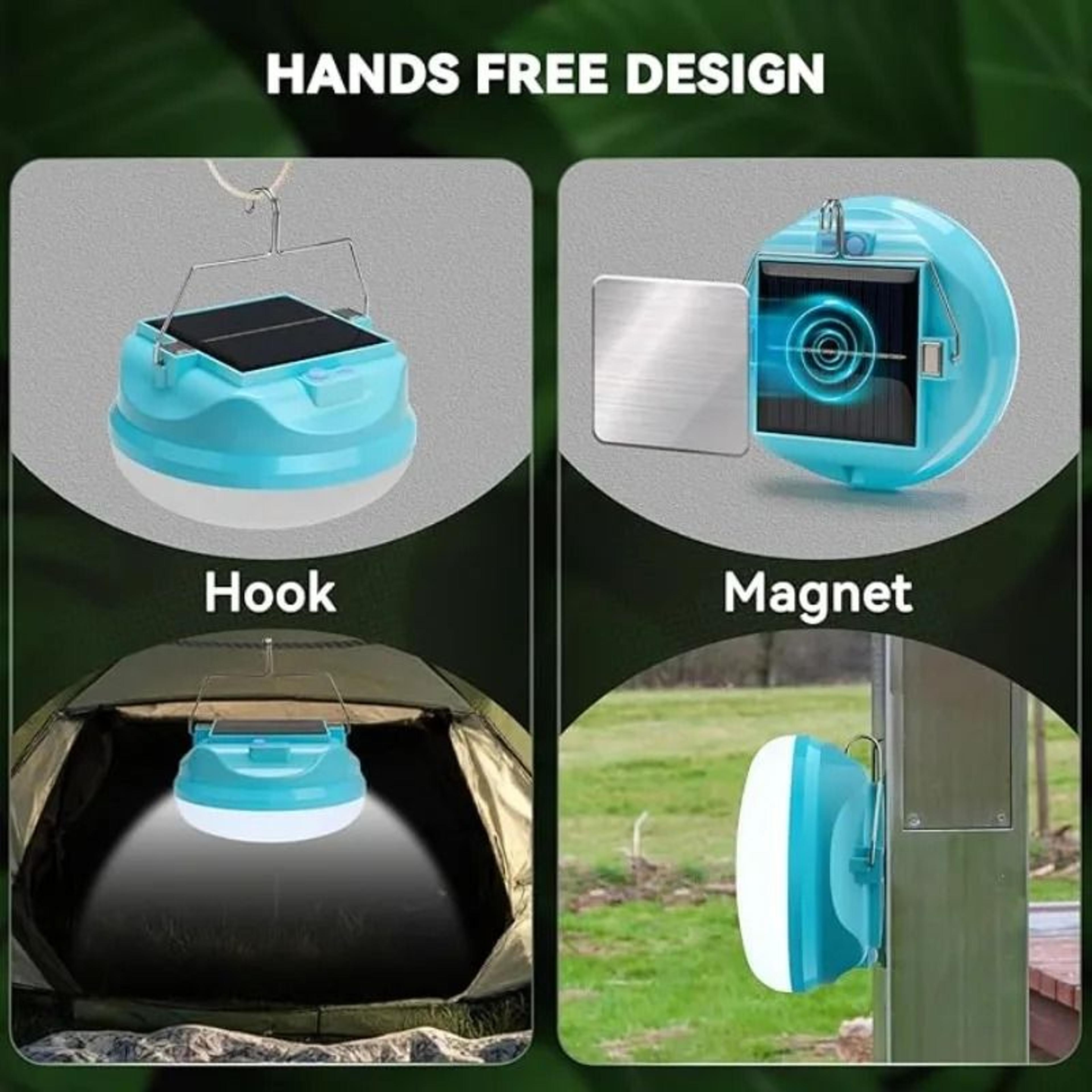 Solar Magnetic Camping Light With Hook For Hands Free Outdoor Lighting 4