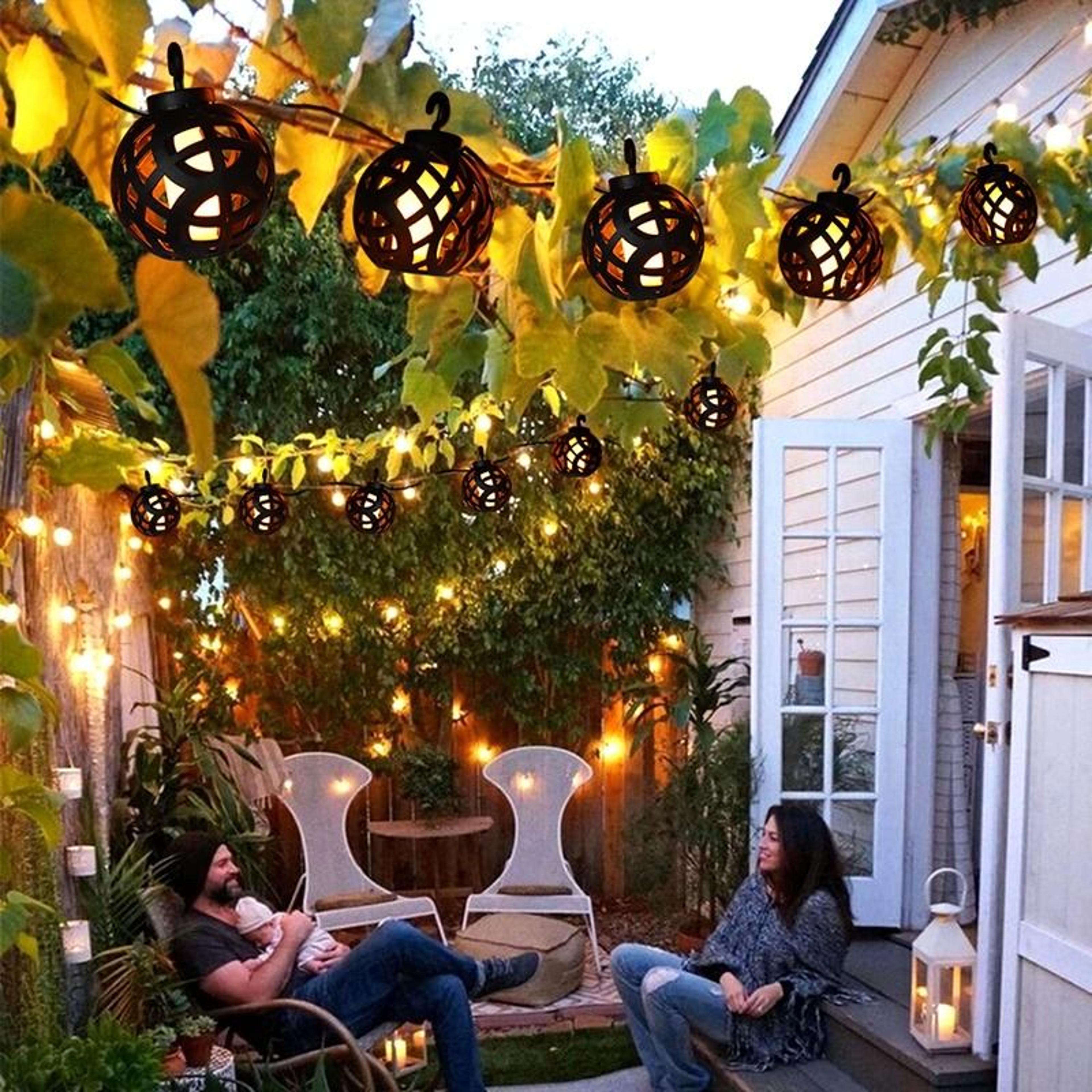 Solar Flame String Lights For Warm Patio Garden Yard Ambience Decor 4
