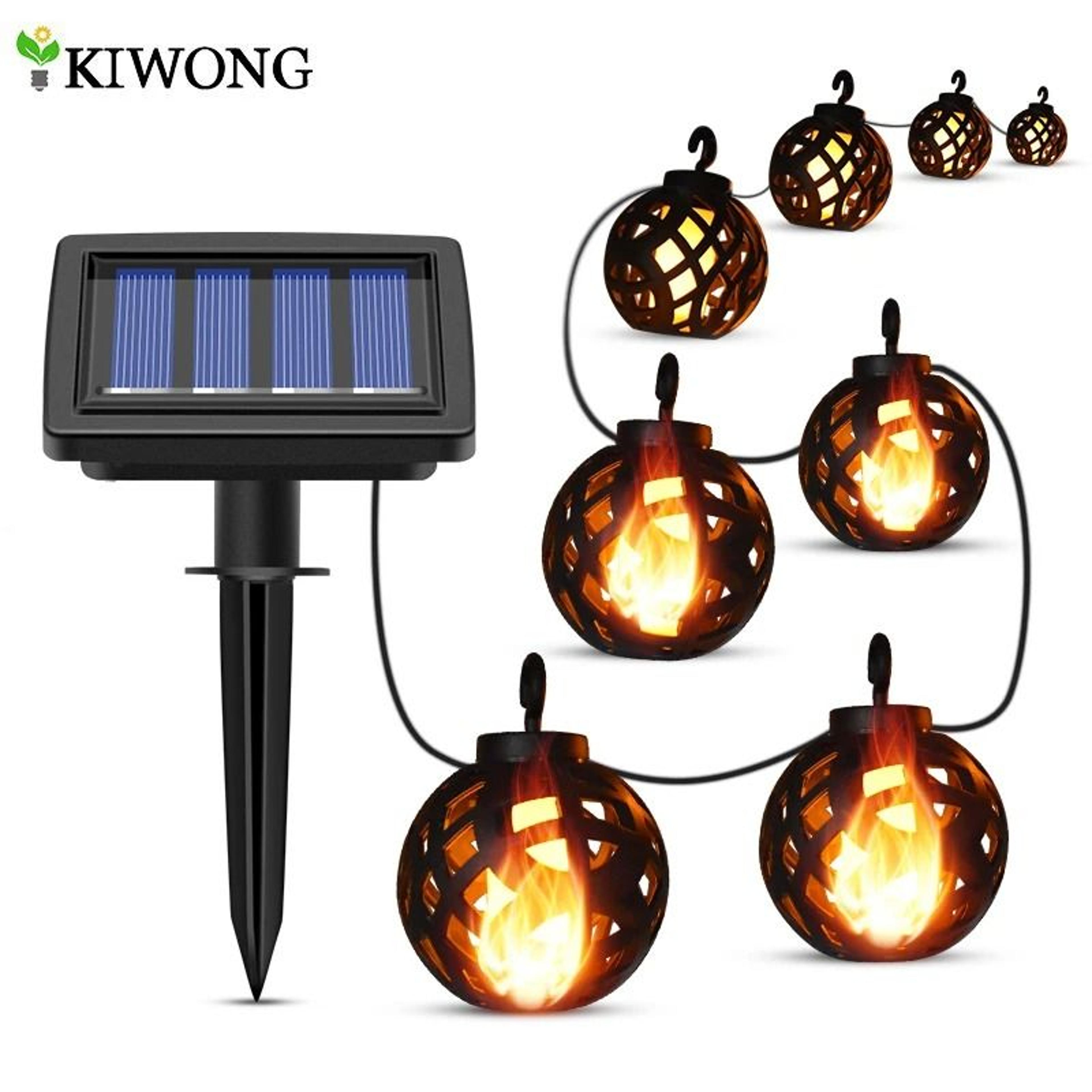 Solar Flame String Lights For Warm Patio Garden Yard Ambience Decor 0