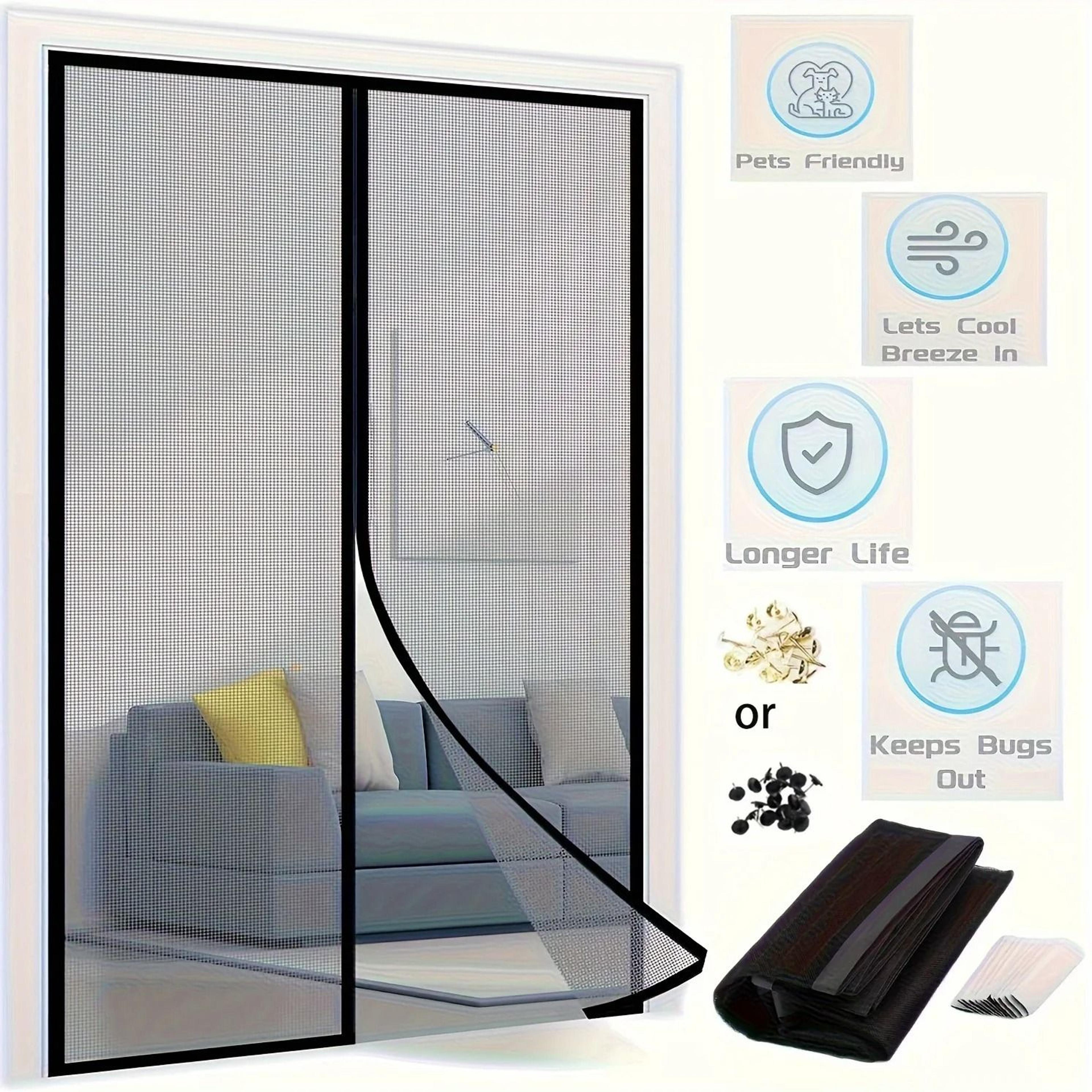 Automatic Closing Magnetic Screen Door Mesh For Easy Bug Protection Home 6