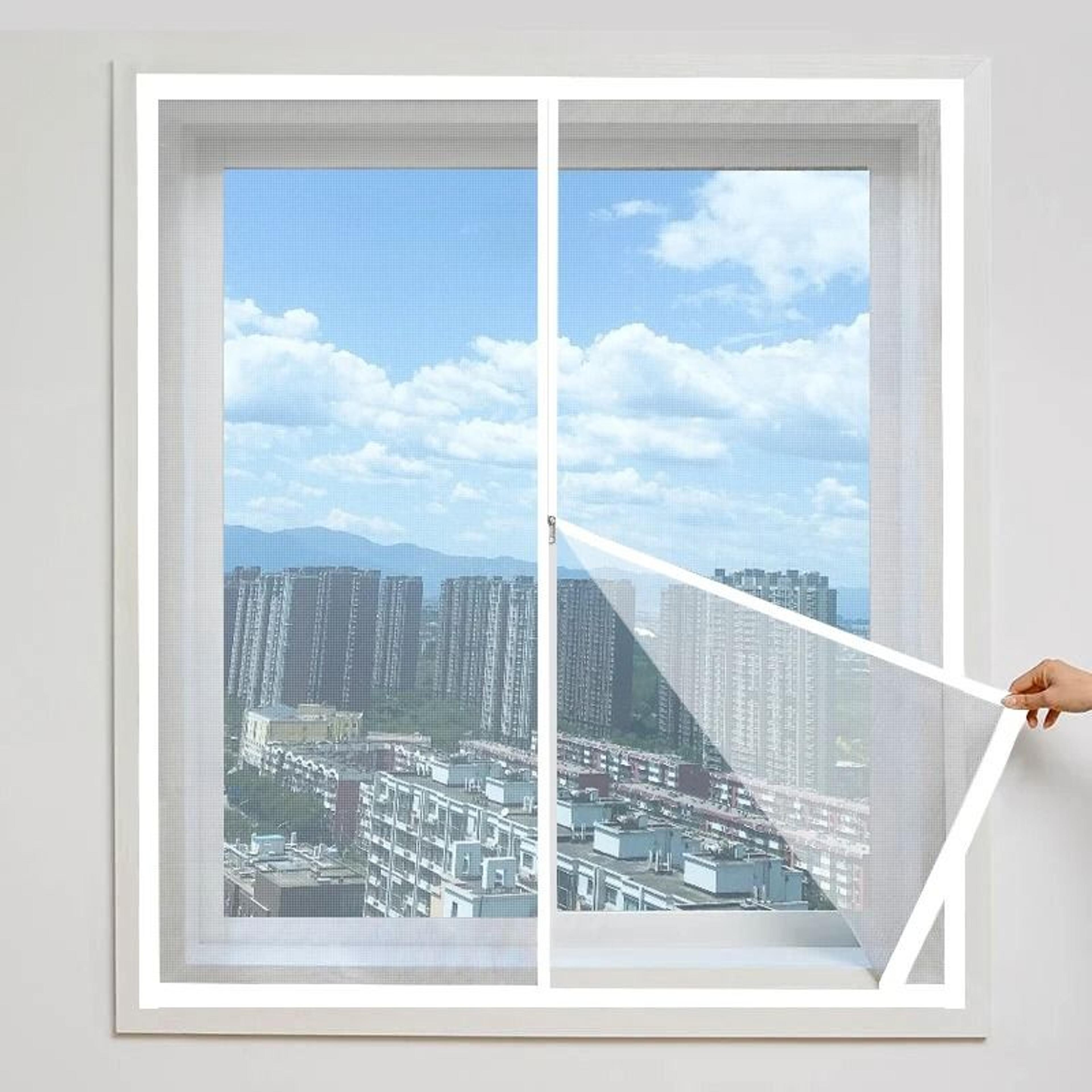 Zippered Self Adhesive Window Screen For Fresh Air Insect Protection 0