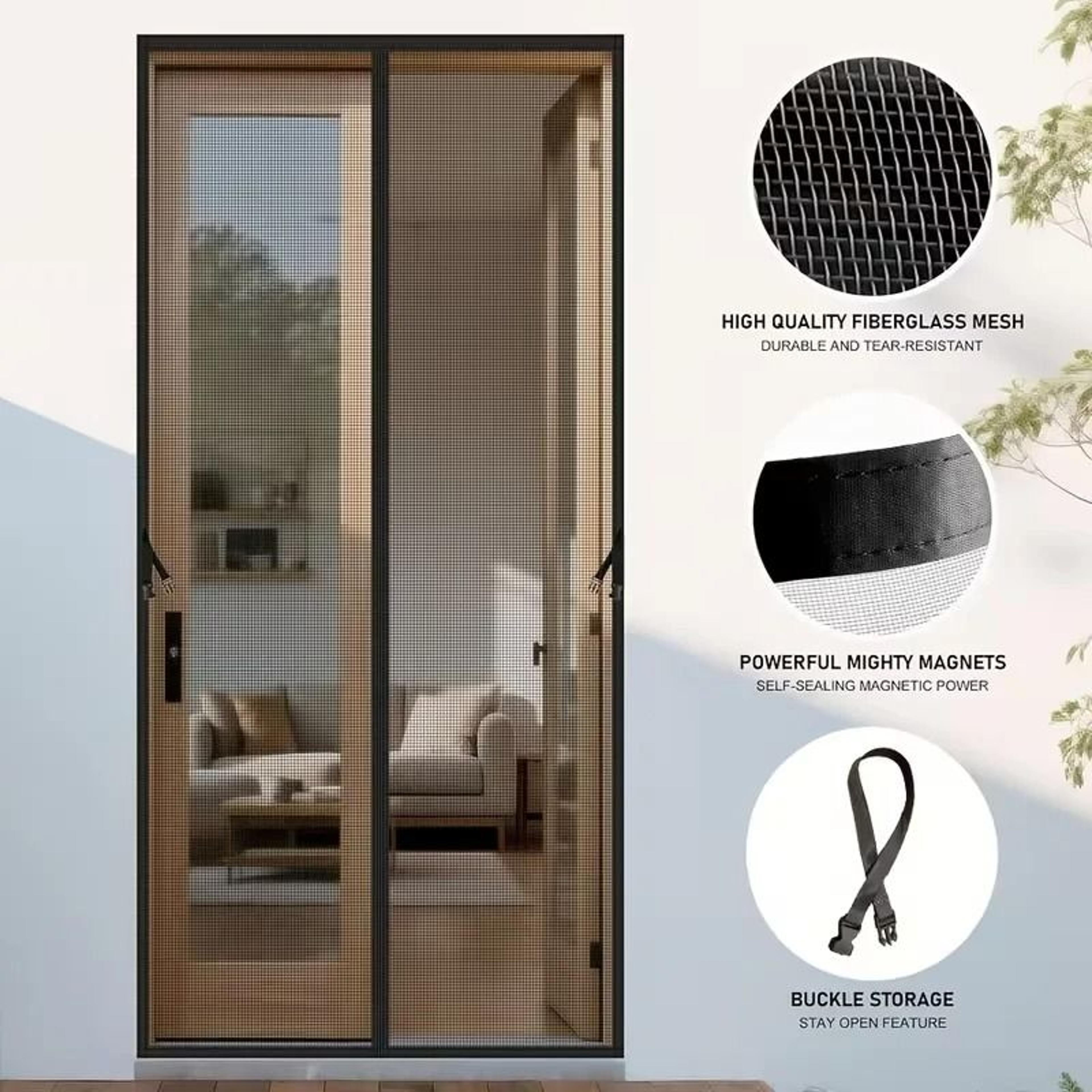 Heavy Duty Magnetic Mosquito Screen Door With Pet Friendly Diamond Mesh 8
