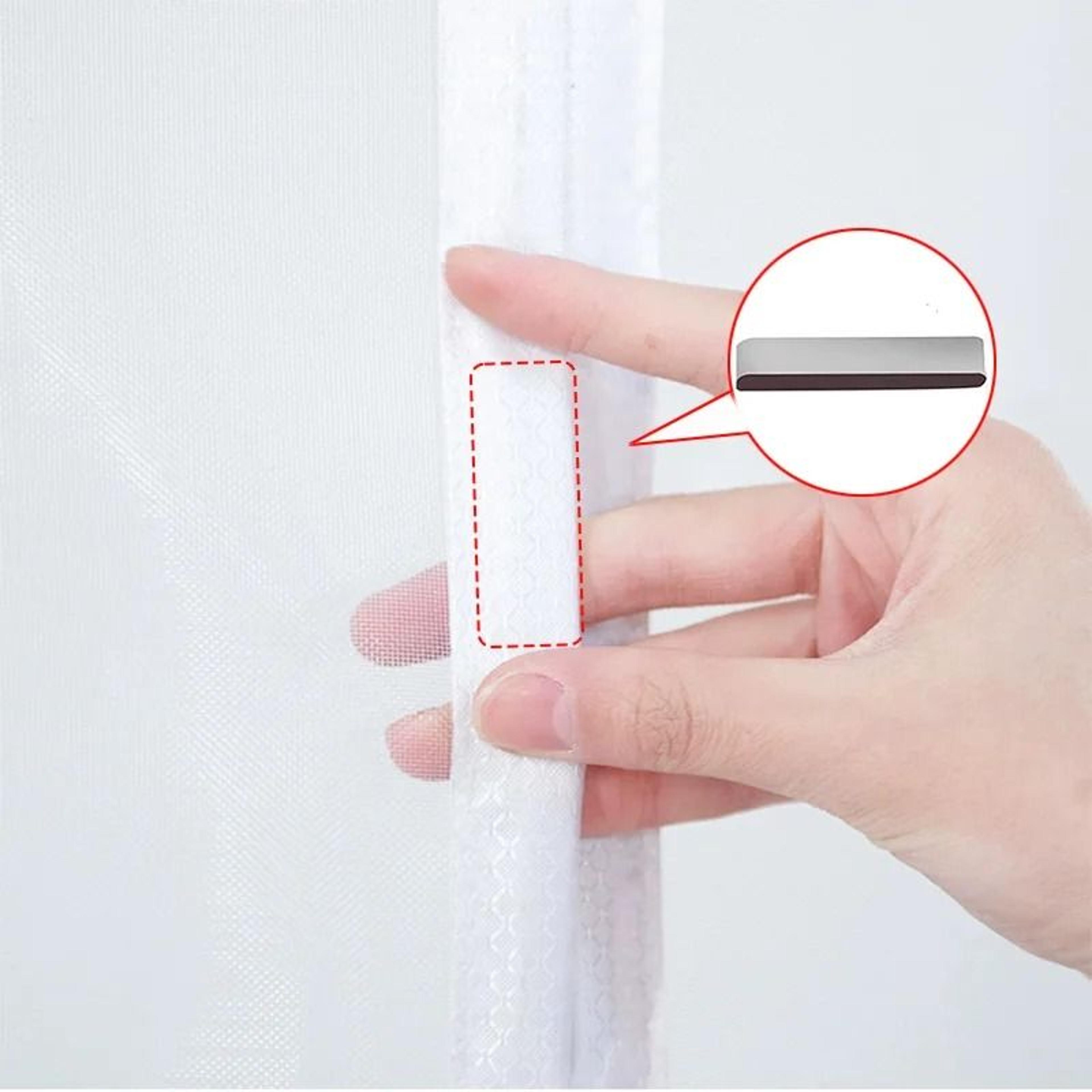White Side Opening Magnetic Mosquito Screen Door For No Drill Protection 5