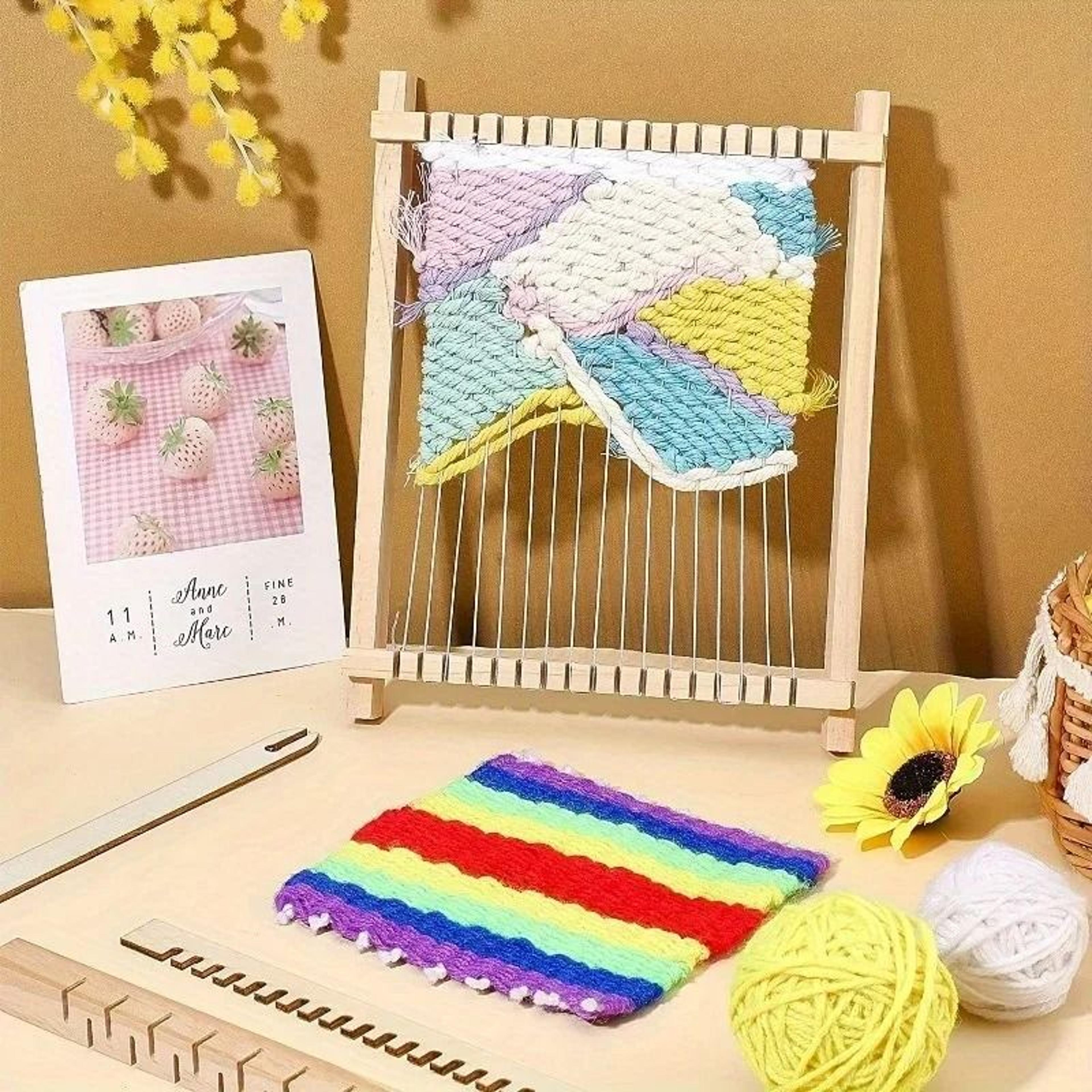 Wooden Tapestry Weaving Loom Kit For Easy Beginner Fiber Art Projects 6