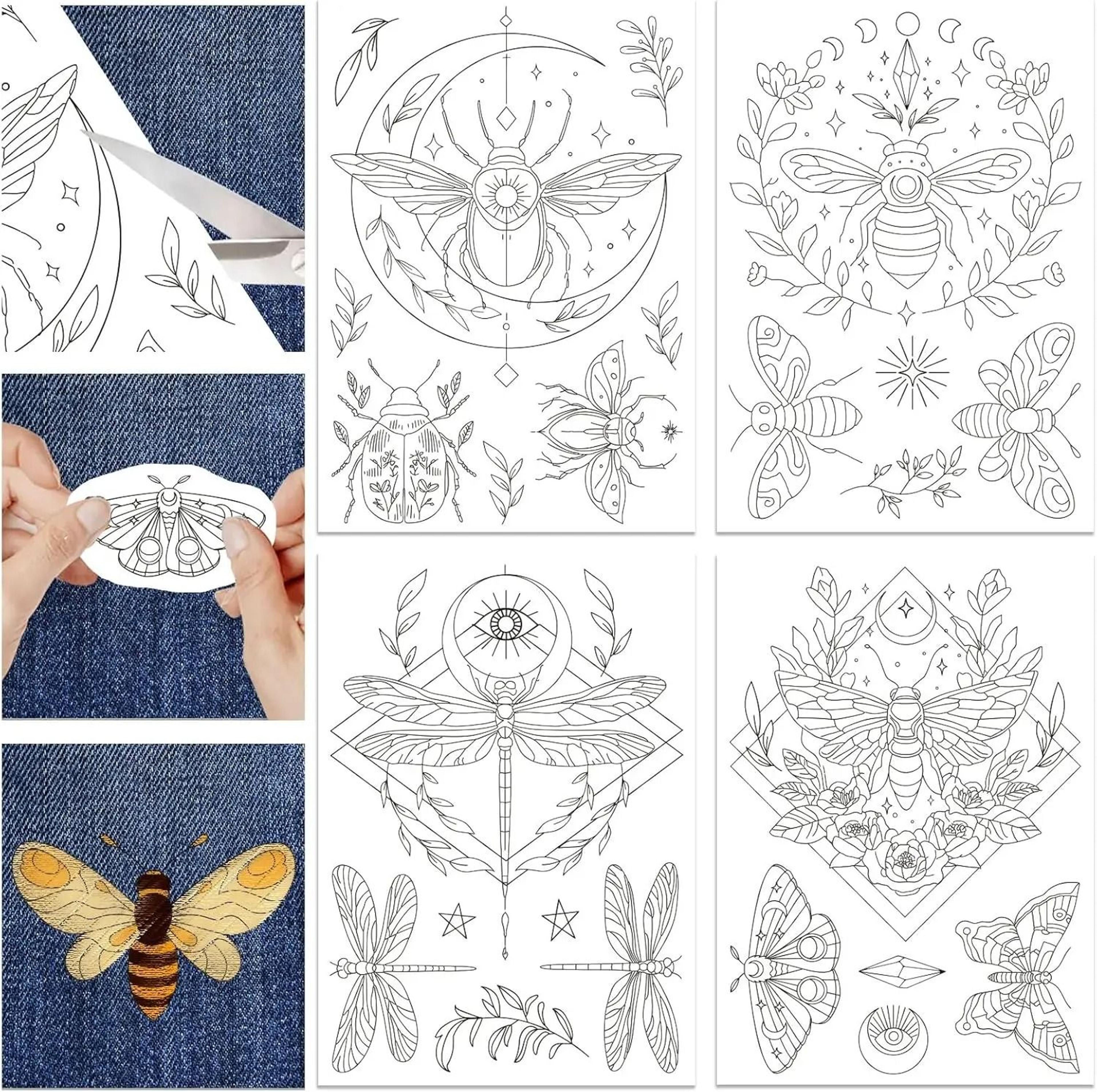 Insect Embroidery Kit With Water Soluble Patterns Metallic Threads And Needles 4