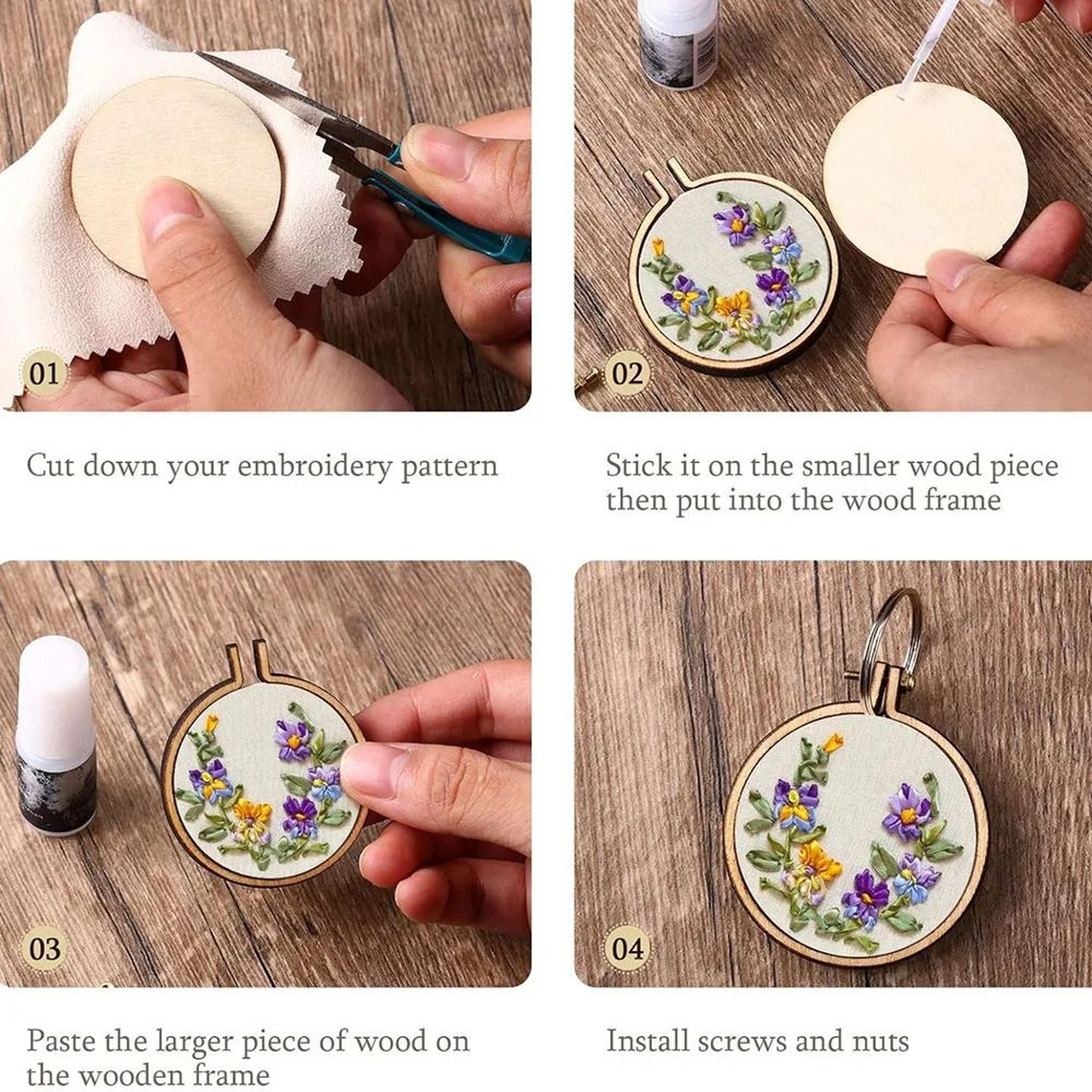 Mini Wooden Embroidery Hoop Set For Jewelry Keychains Cross Stitch Crafts 5