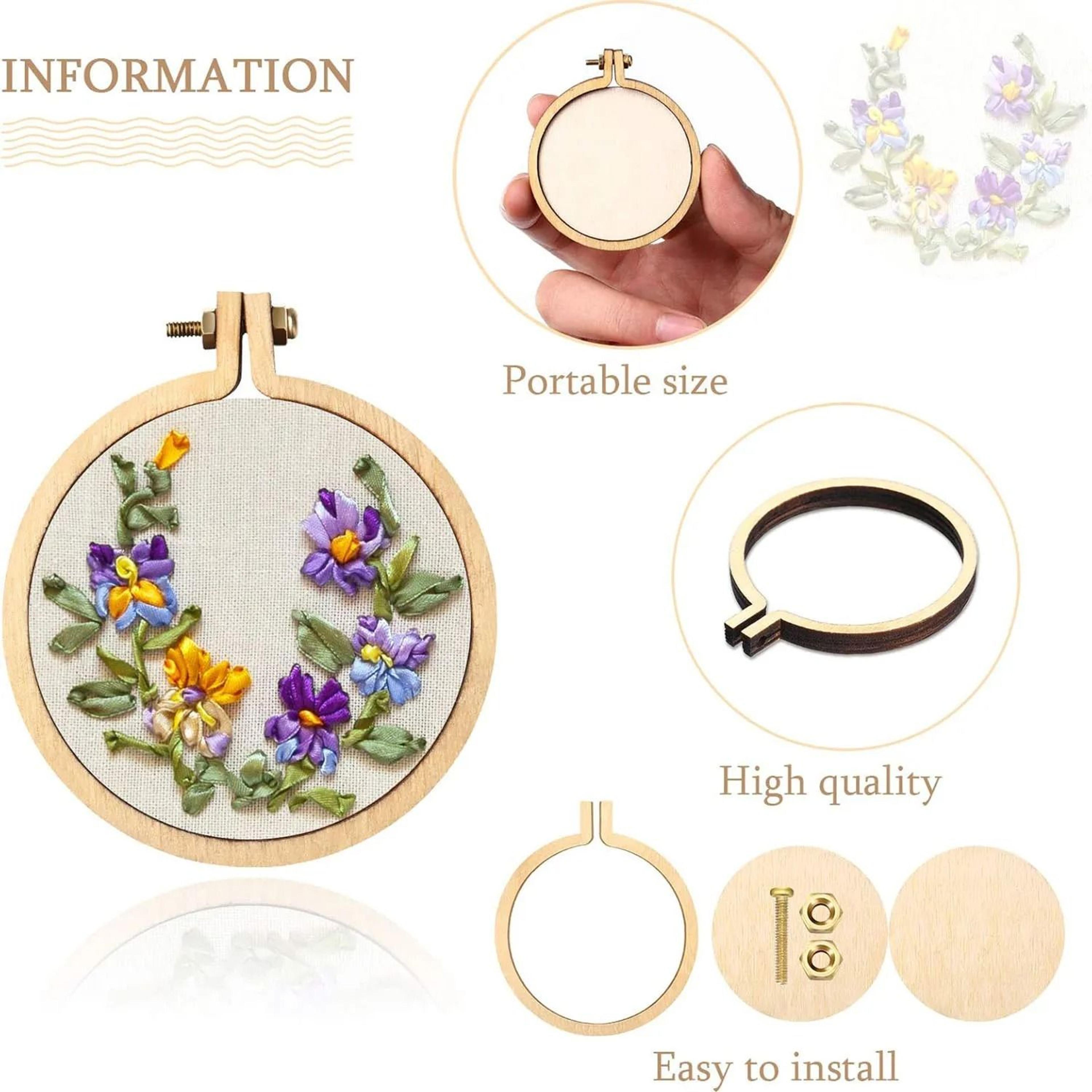 Mini Wooden Embroidery Hoop Set For Jewelry Keychains Cross Stitch Crafts 7