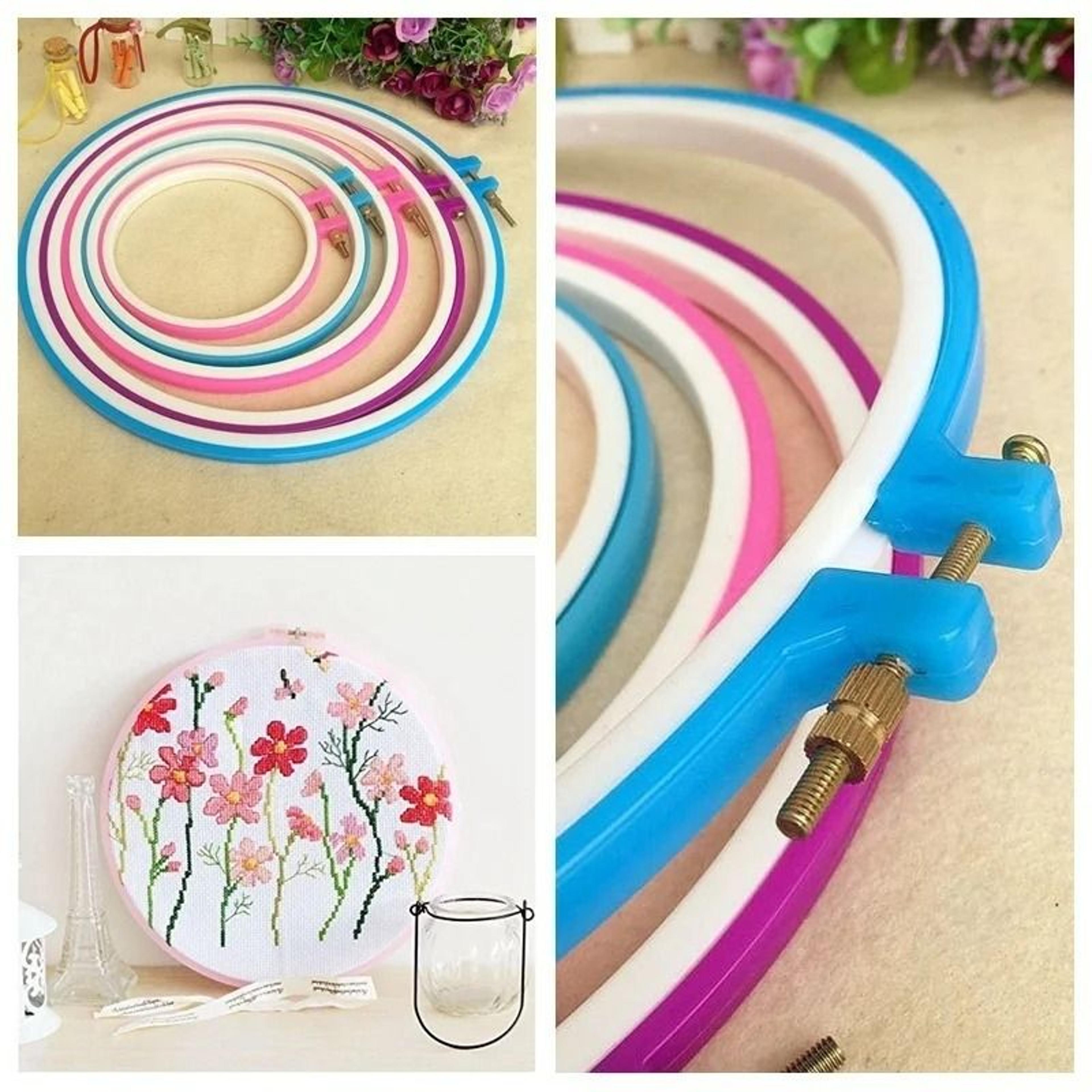 Five Piece Adjustable Plastic Embroidery Hoop Set For Smooth Stitching Projects 4