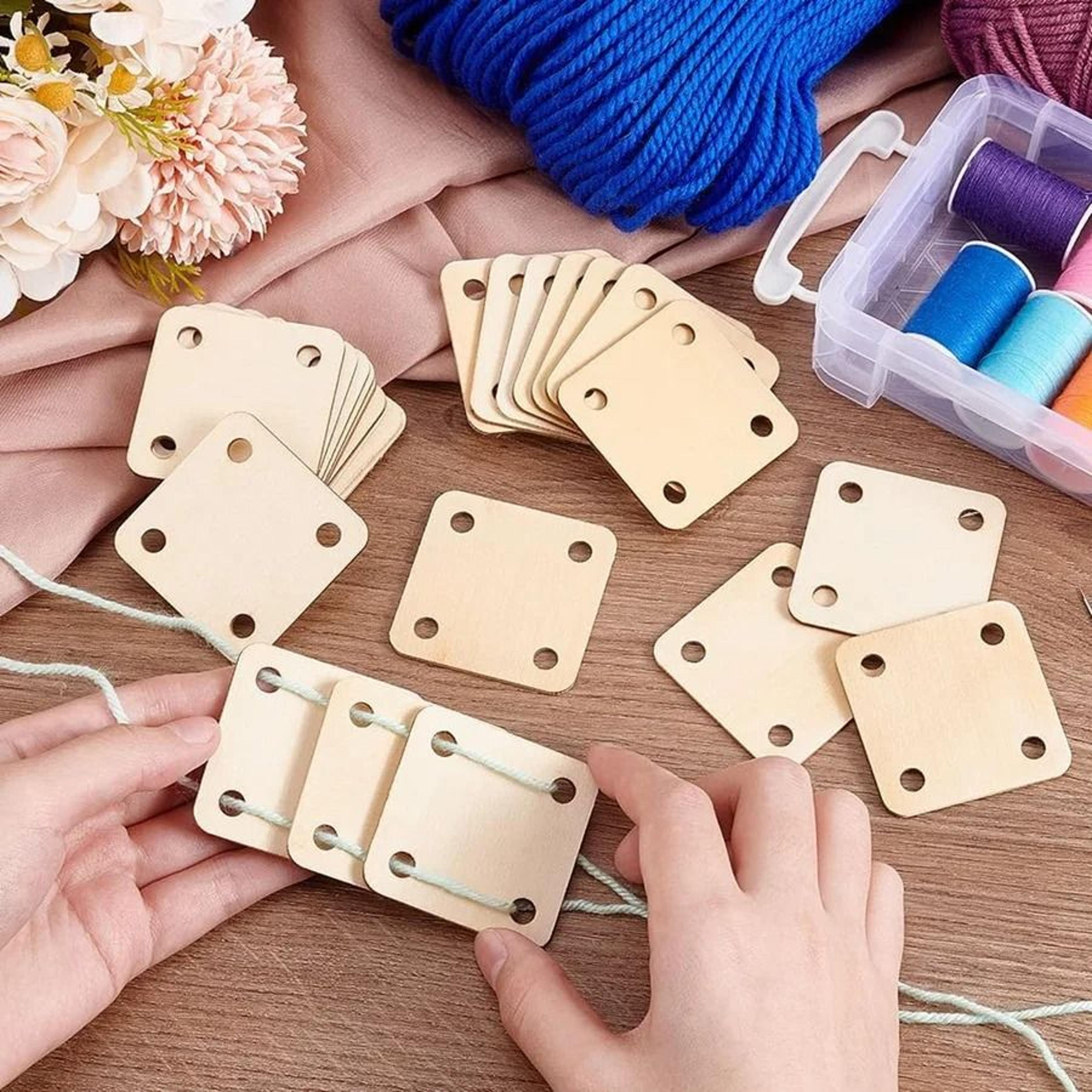 Wooden Four Hole Weaving Loom Cards For Creative Handmade Yarn Projects 16