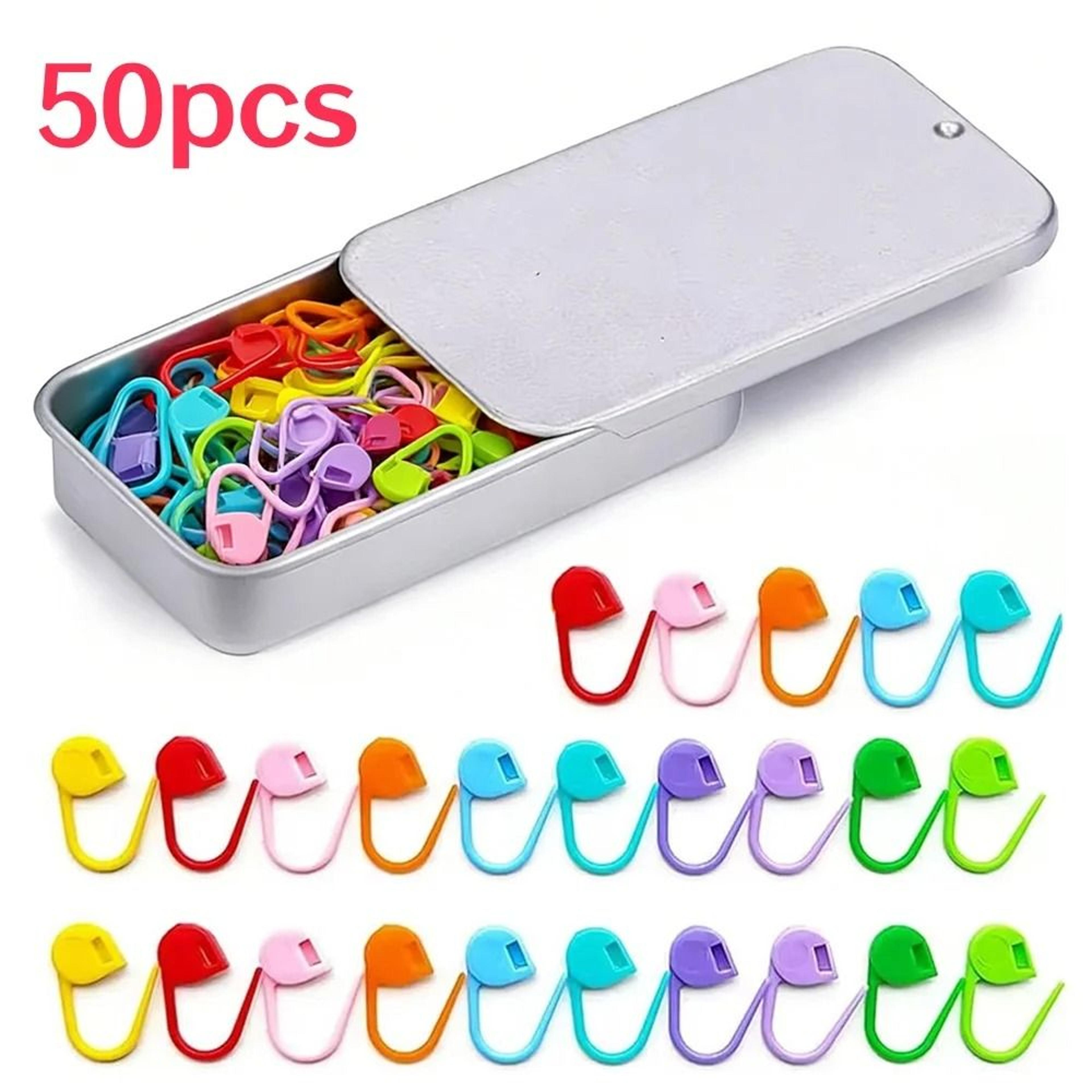 Colorful Reusable Stitch Marker Set With Metal Storage Box For Knitting 1