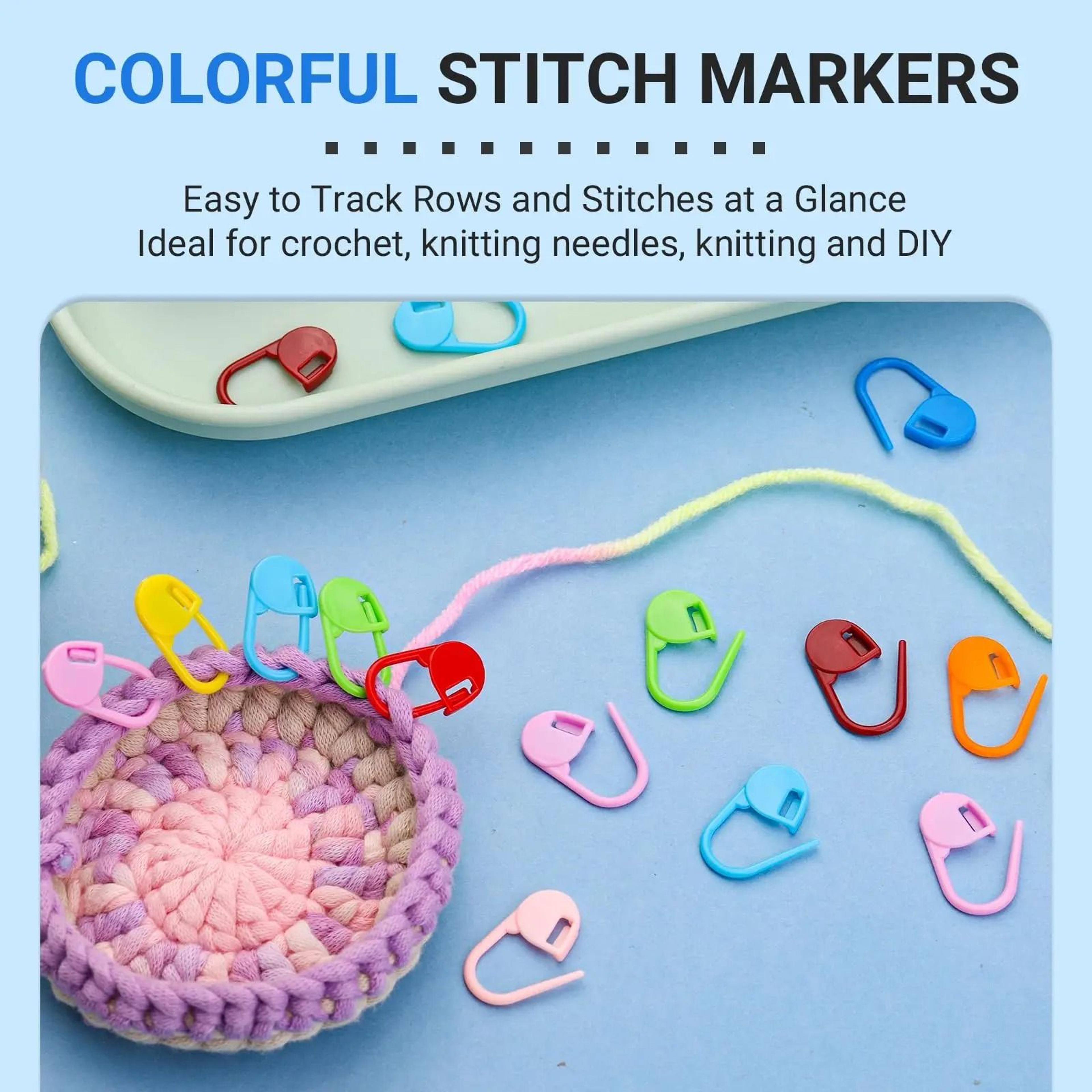 Colorful Reusable Stitch Marker Set With Metal Storage Box For Knitting 6