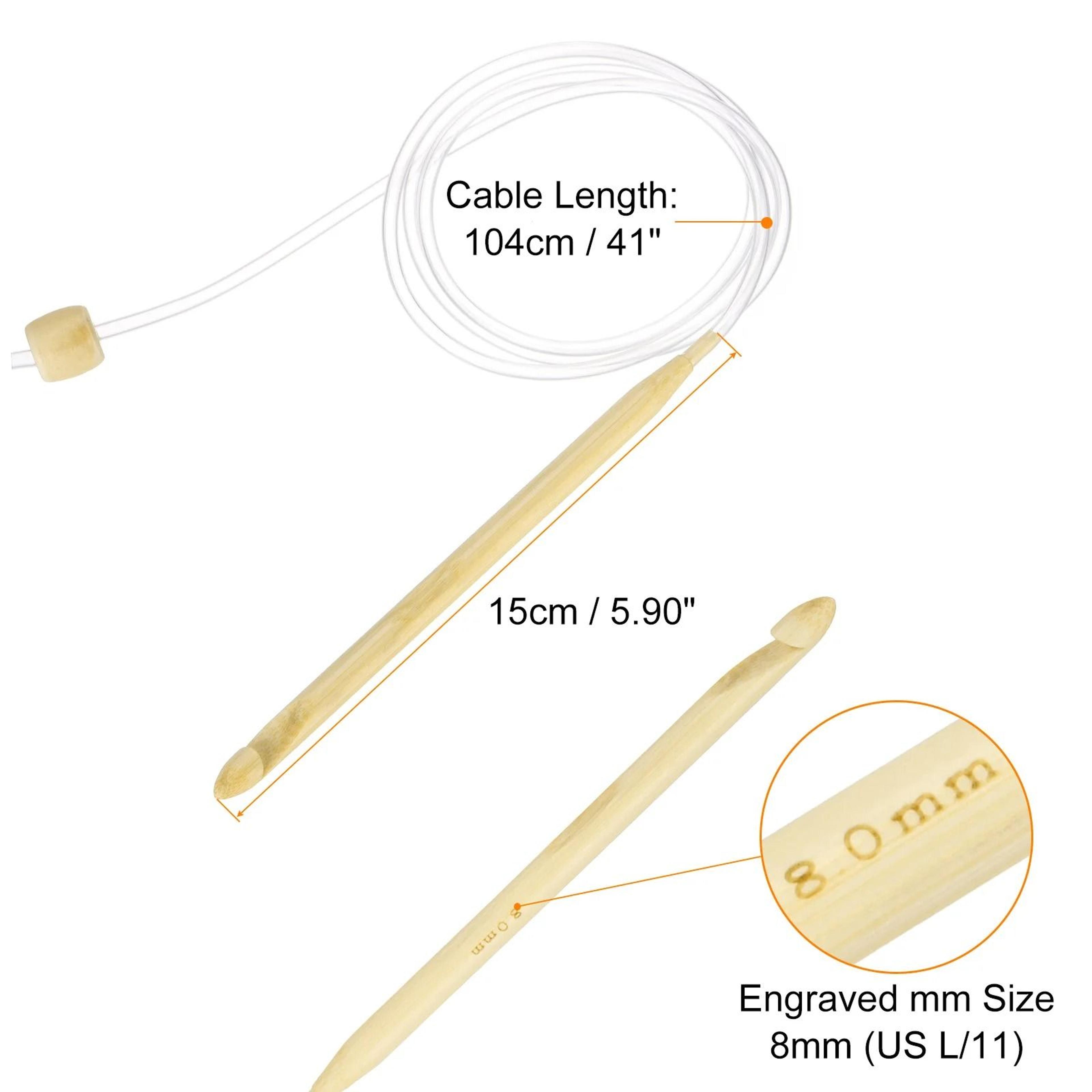 Bamboo Tunisian Crochet Hook With Flexible Cable For Comfortable Yarn Crafting 9