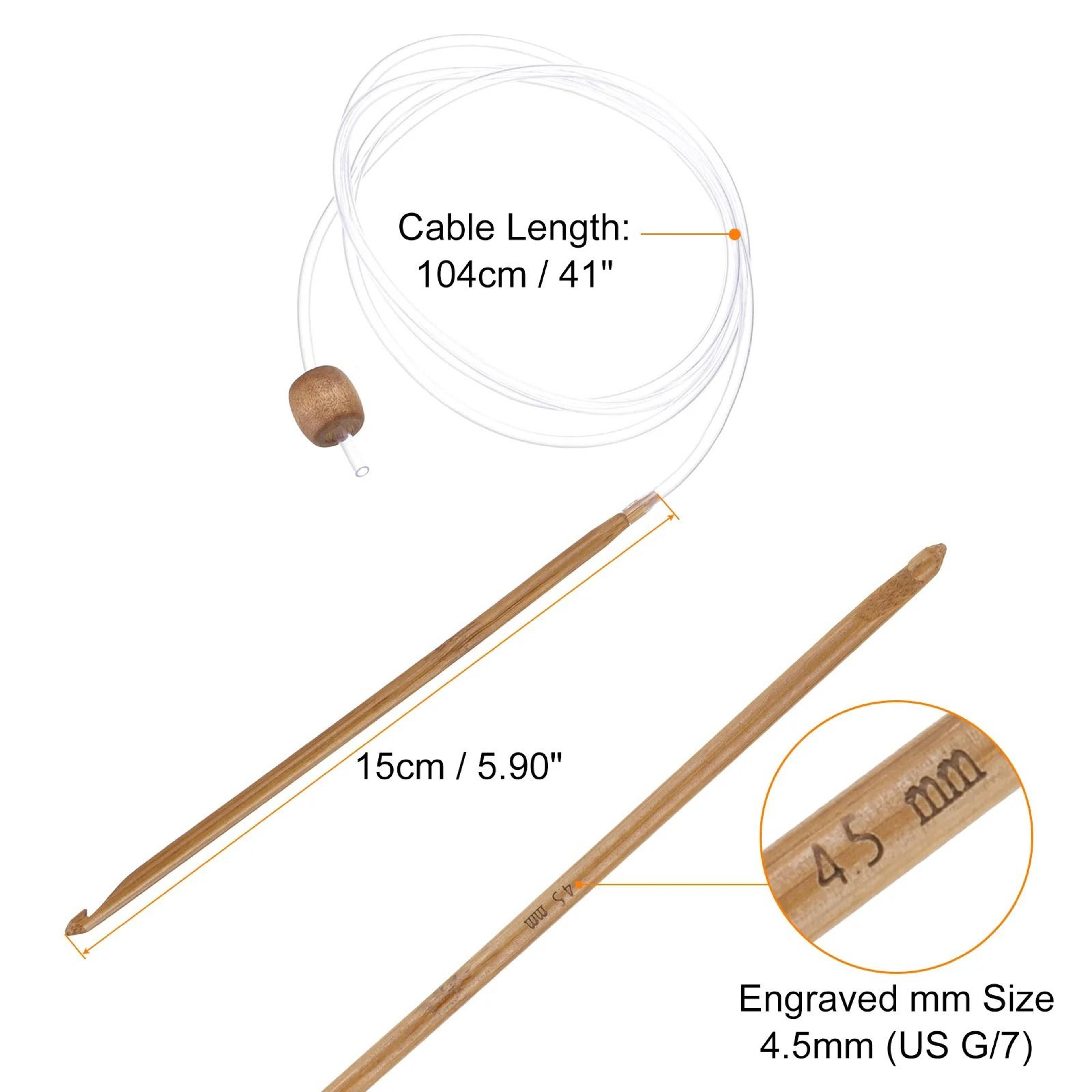 Bamboo Tunisian Crochet Hook With Flexible Cable For Comfortable Yarn Crafting 15