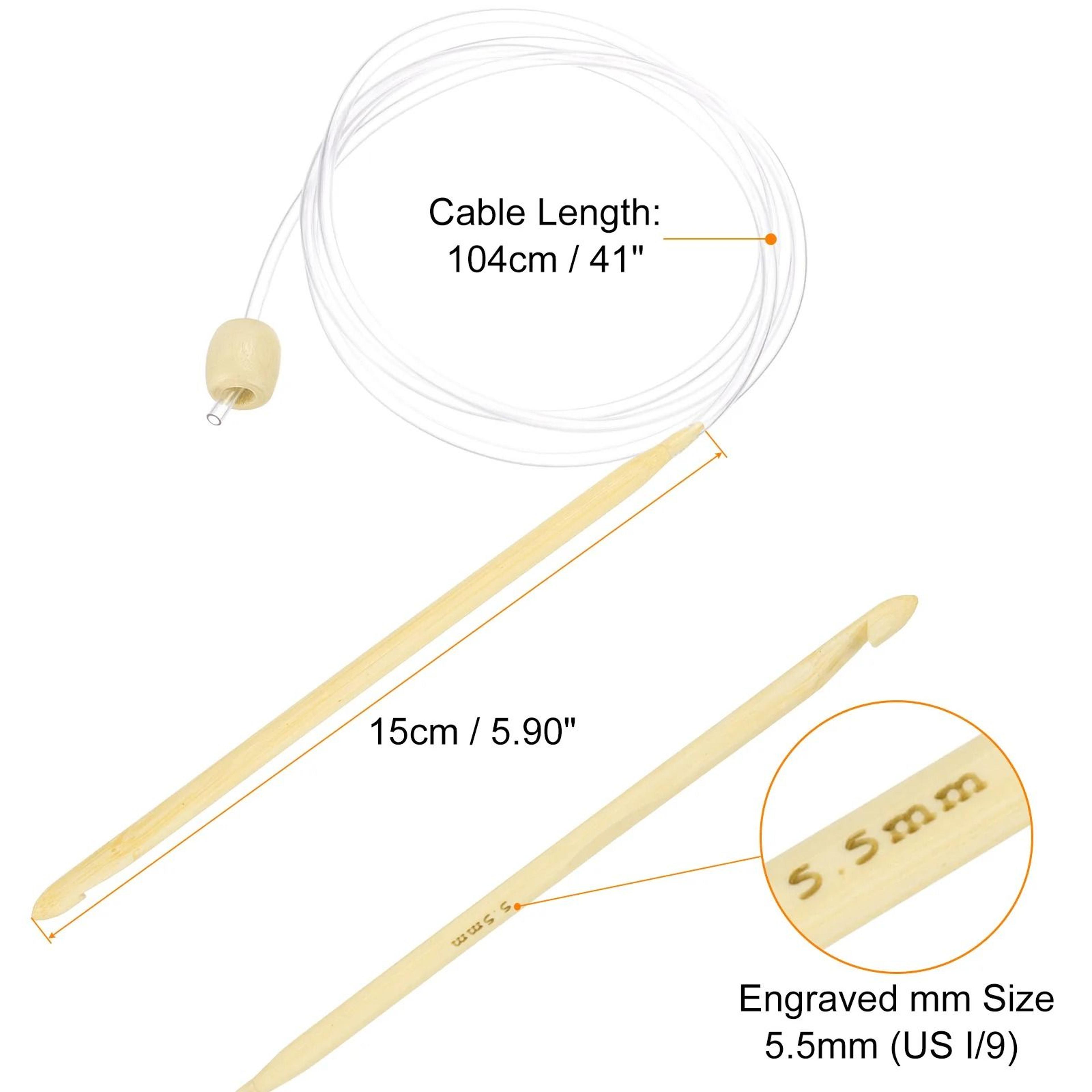 Bamboo Tunisian Crochet Hook With Flexible Cable For Comfortable Yarn Crafting 6