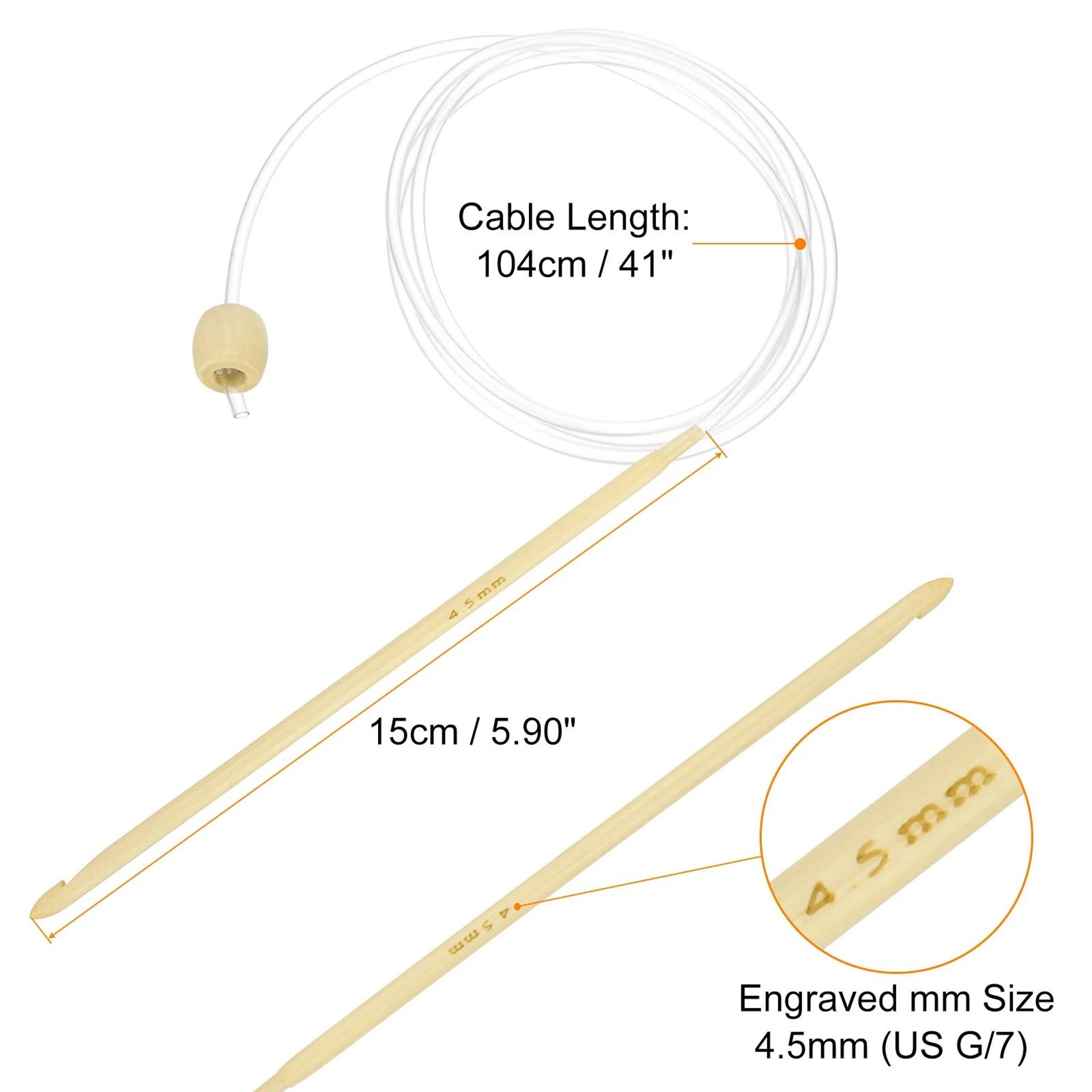 Bamboo Tunisian Crochet Hook With Flexible Cable For Comfortable Yarn Crafting 4