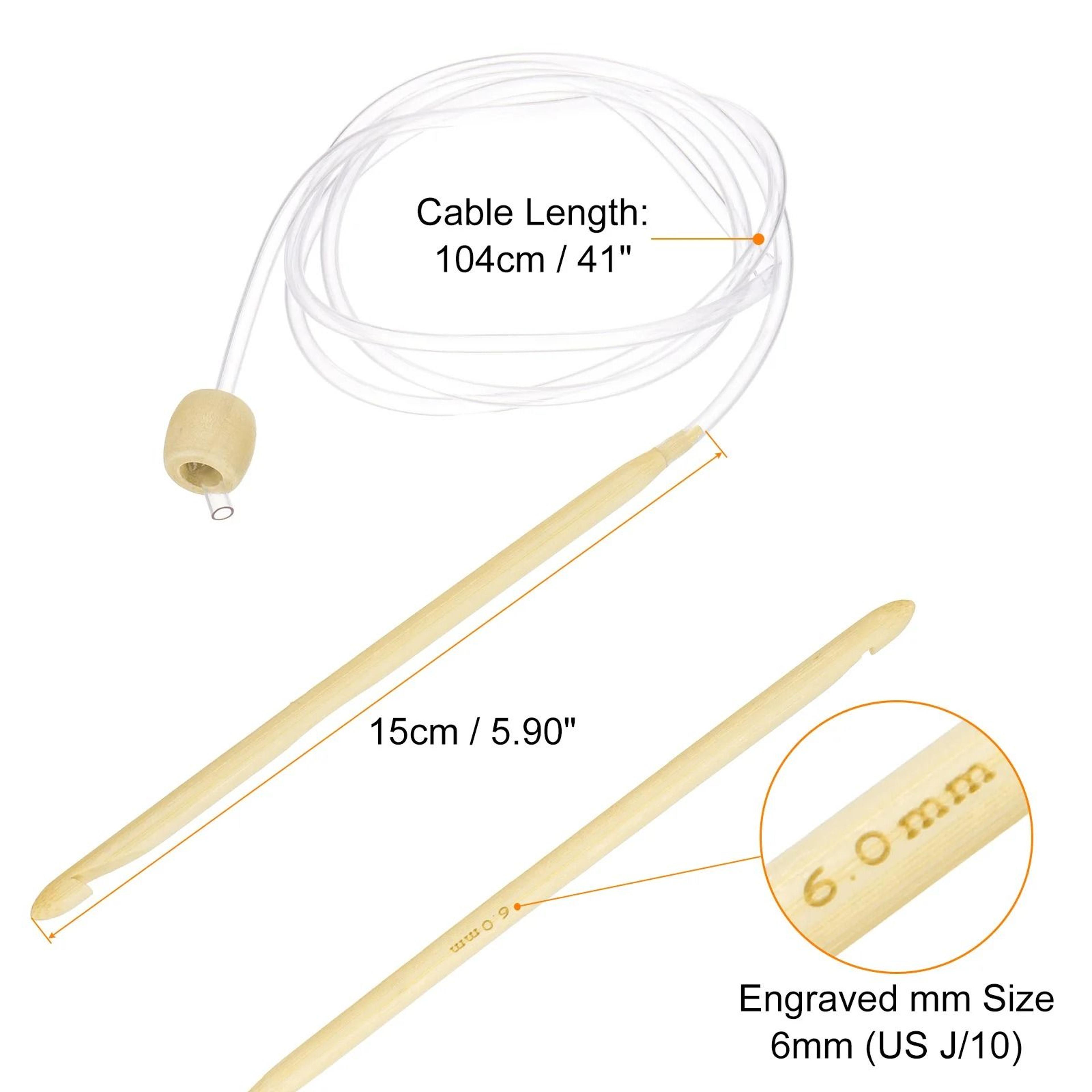 Bamboo Tunisian Crochet Hook With Flexible Cable For Comfortable Yarn Crafting 7