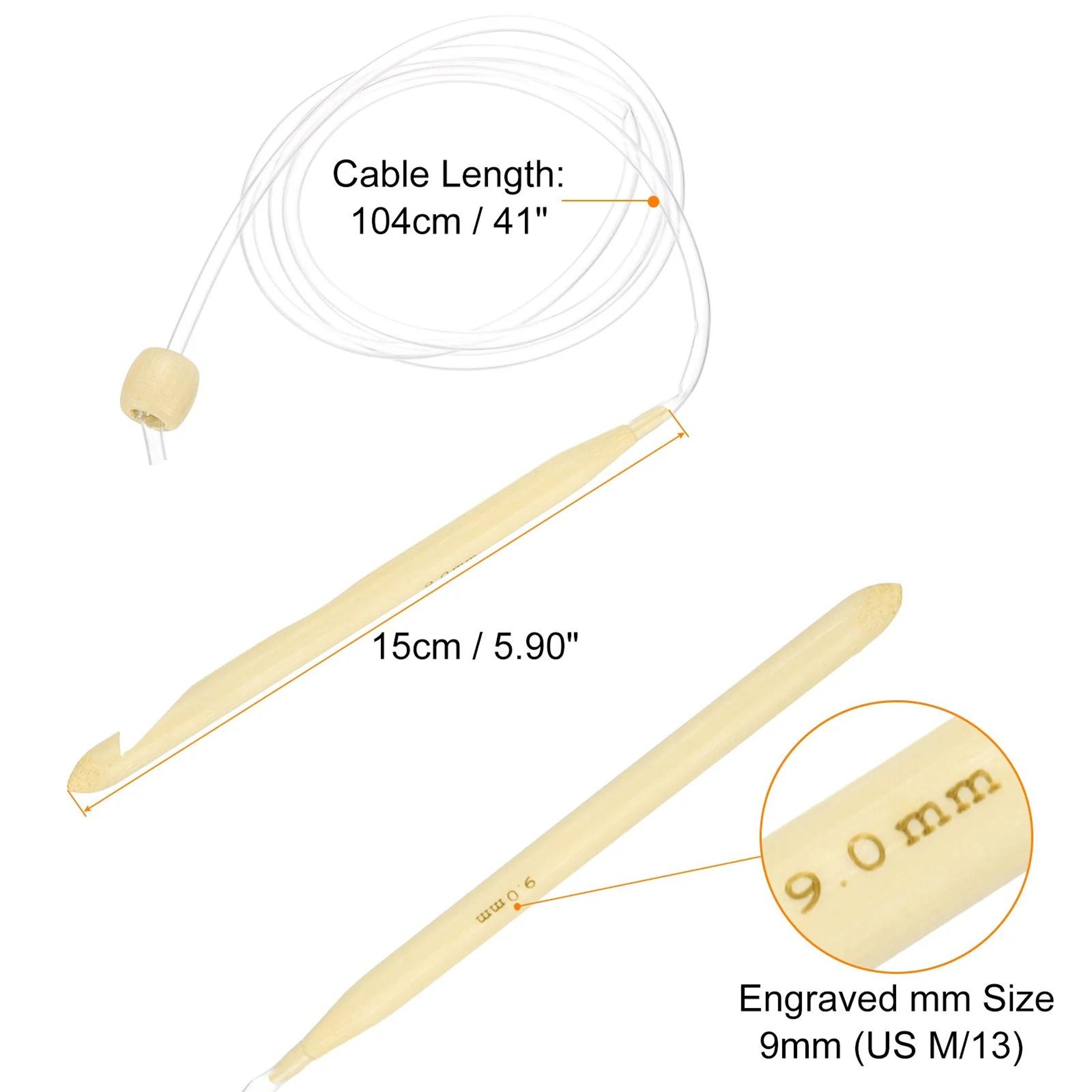 Bamboo Tunisian Crochet Hook With Flexible Cable For Comfortable Yarn Crafting 10