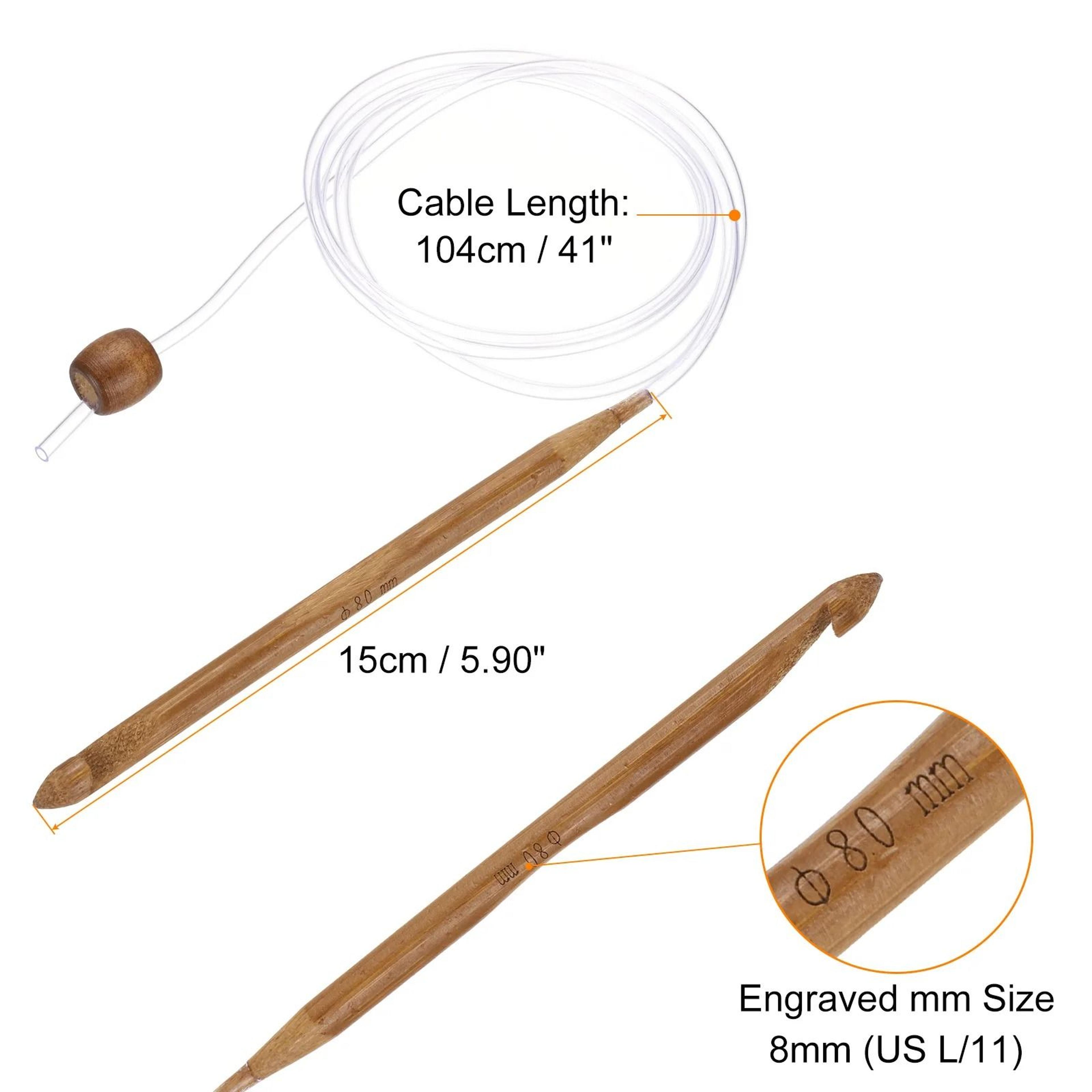 Bamboo Tunisian Crochet Hook With Flexible Cable For Comfortable Yarn Crafting 21