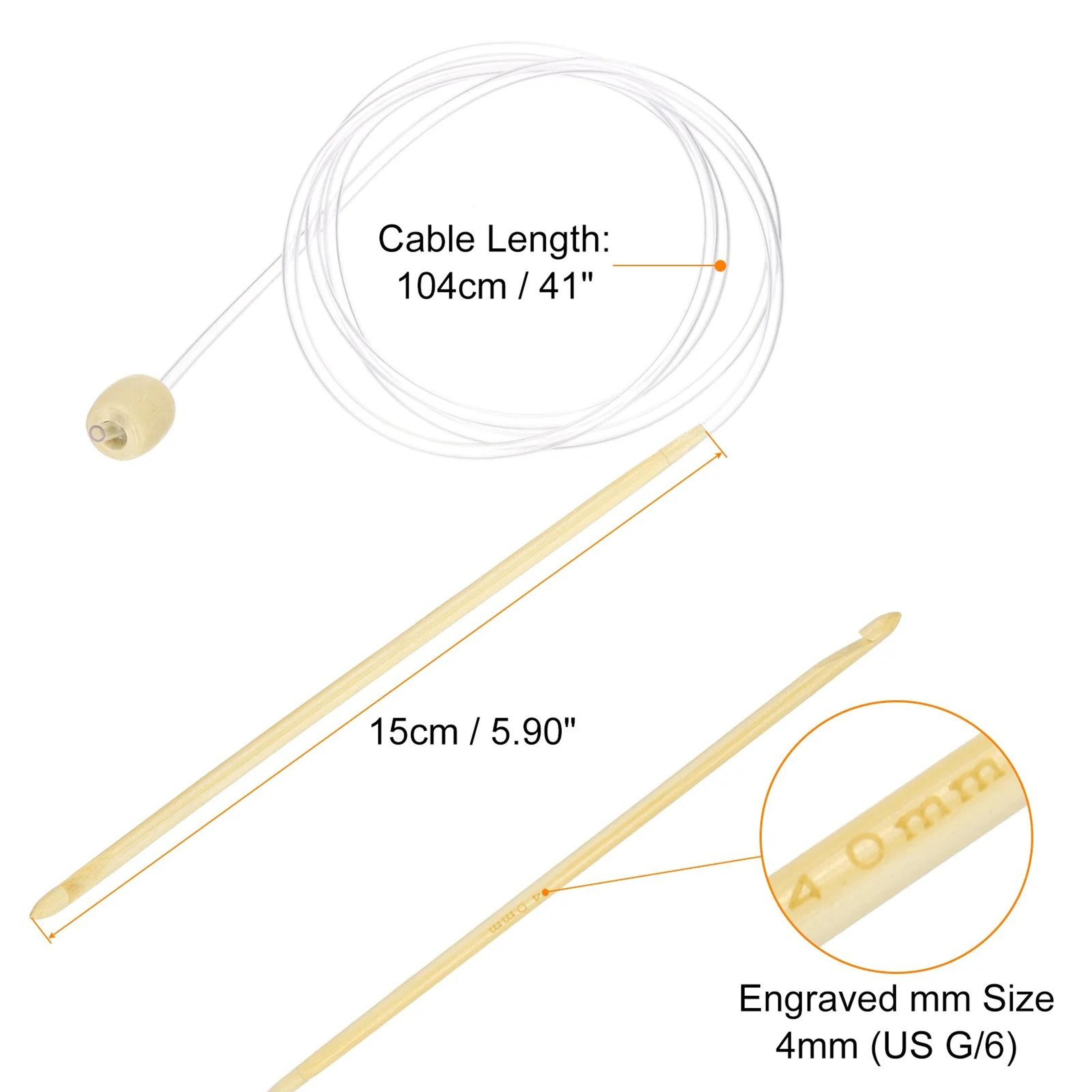 Bamboo Tunisian Crochet Hook With Flexible Cable For Comfortable Yarn Crafting 3