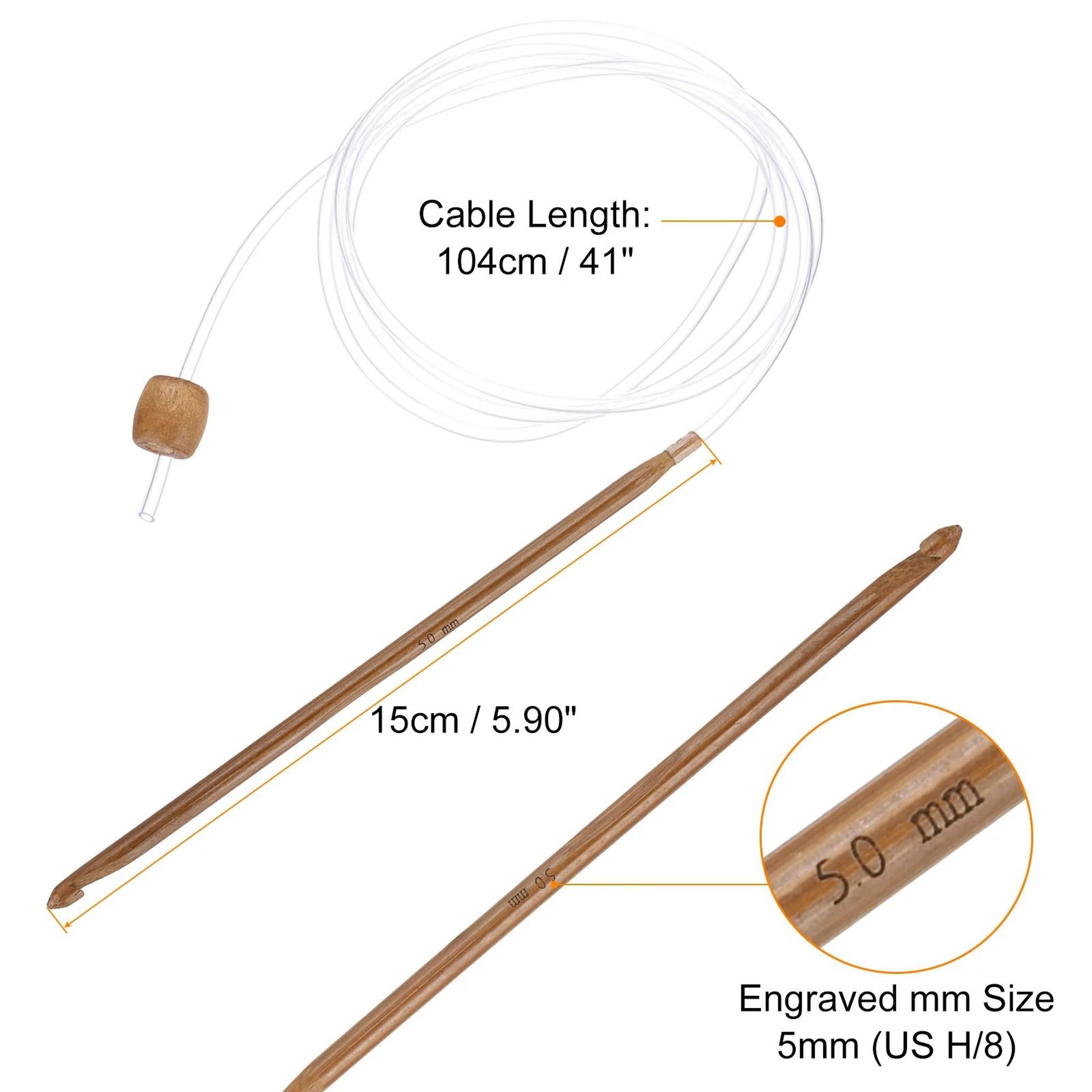 Bamboo Tunisian Crochet Hook With Flexible Cable For Comfortable Yarn Crafting 16
