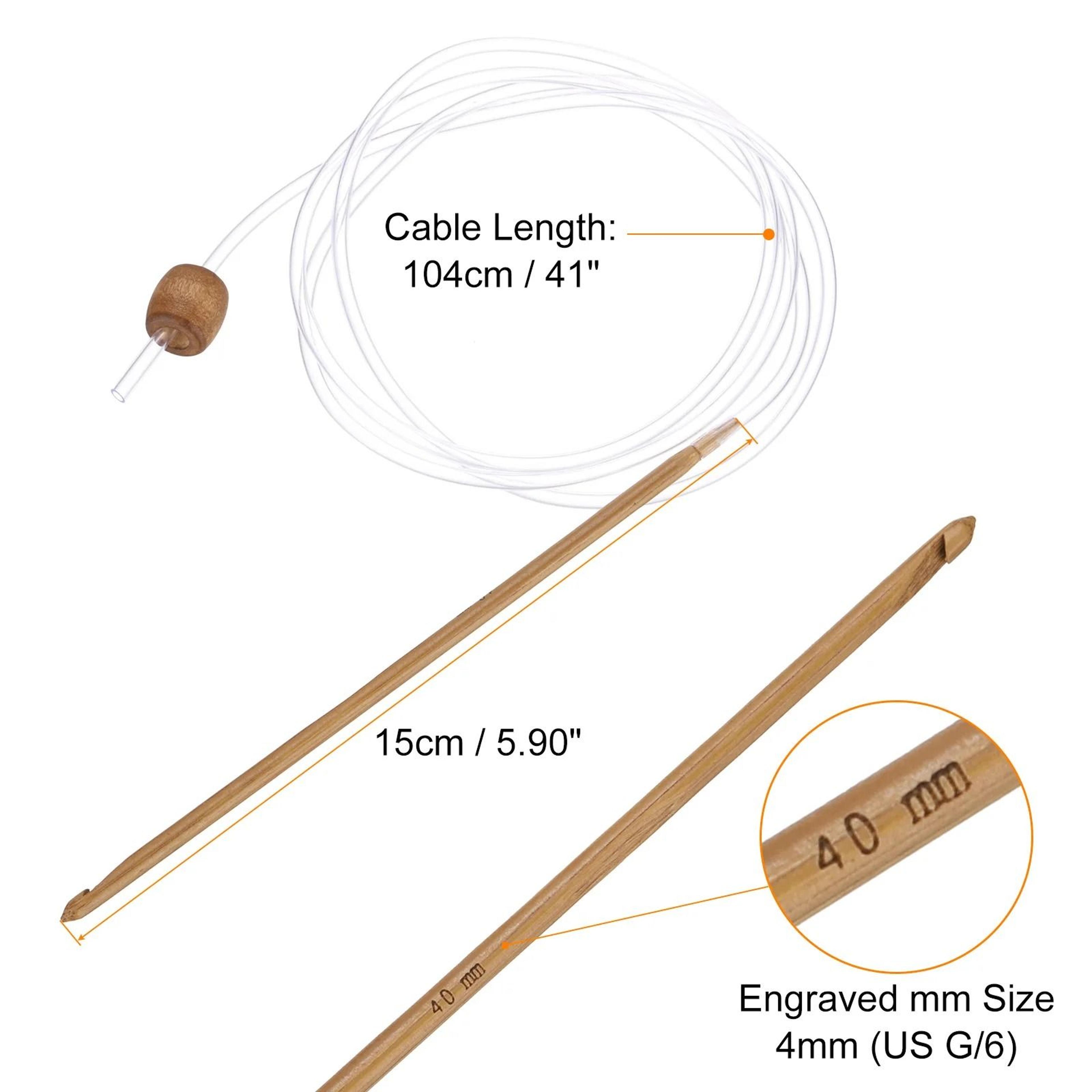 Bamboo Tunisian Crochet Hook With Flexible Cable For Comfortable Yarn Crafting 14