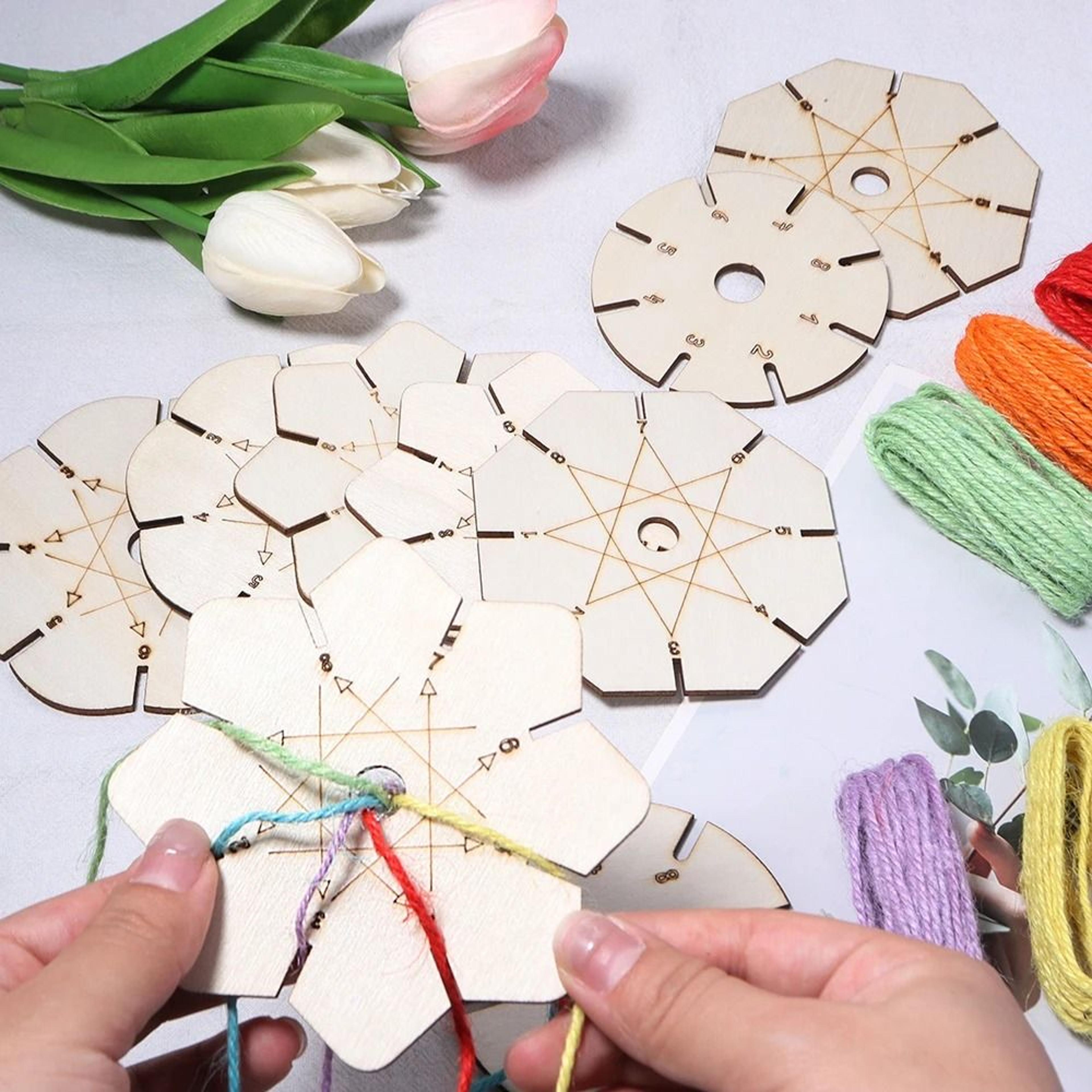 Five Piece Wooden Kumihimo Braiding Disk Set For Easy Bracelets Crafting 6