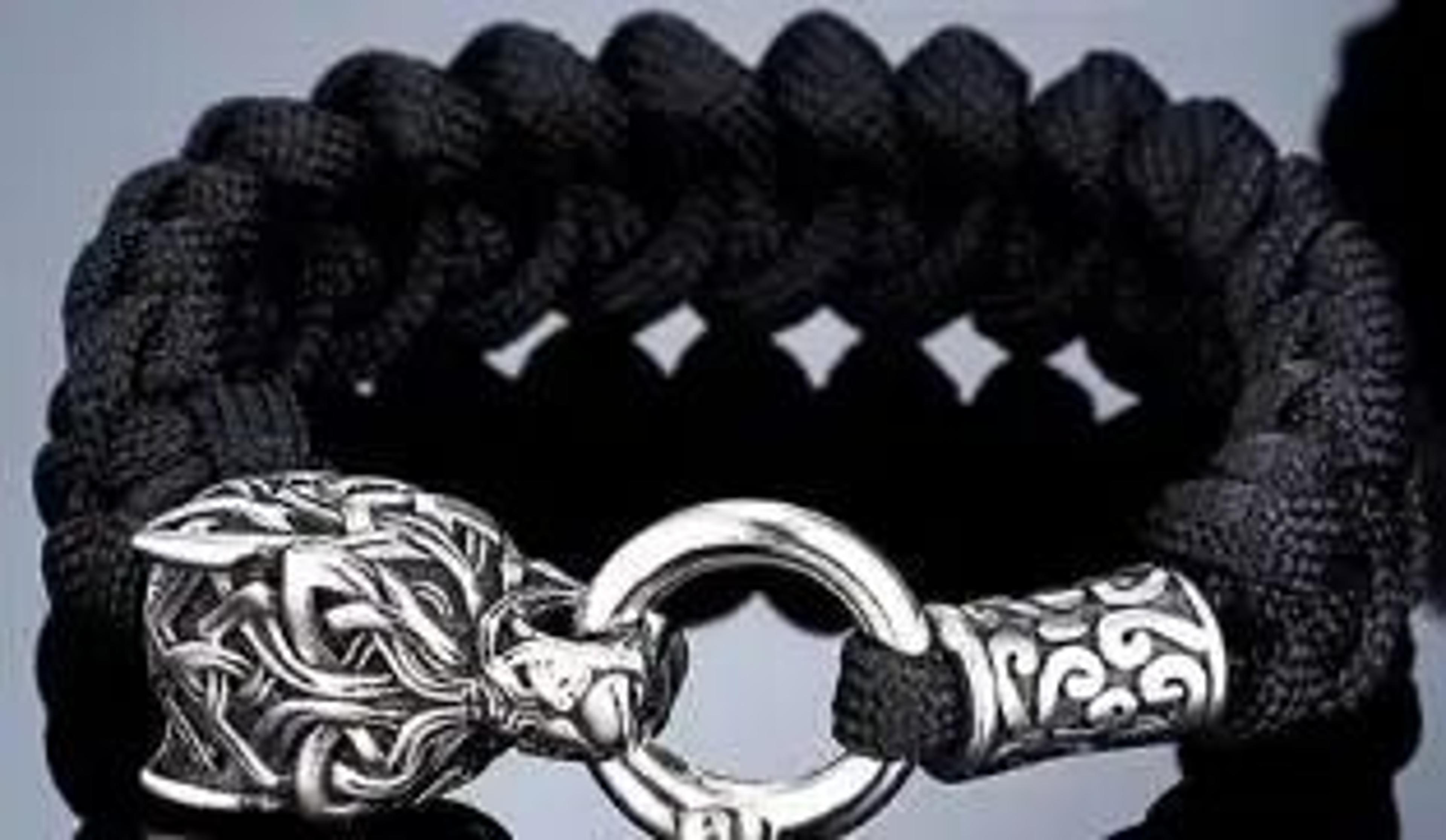 Handmade Viking Wolf Cord Bracelet For Bold Everyday Biker Style Jewelry 2