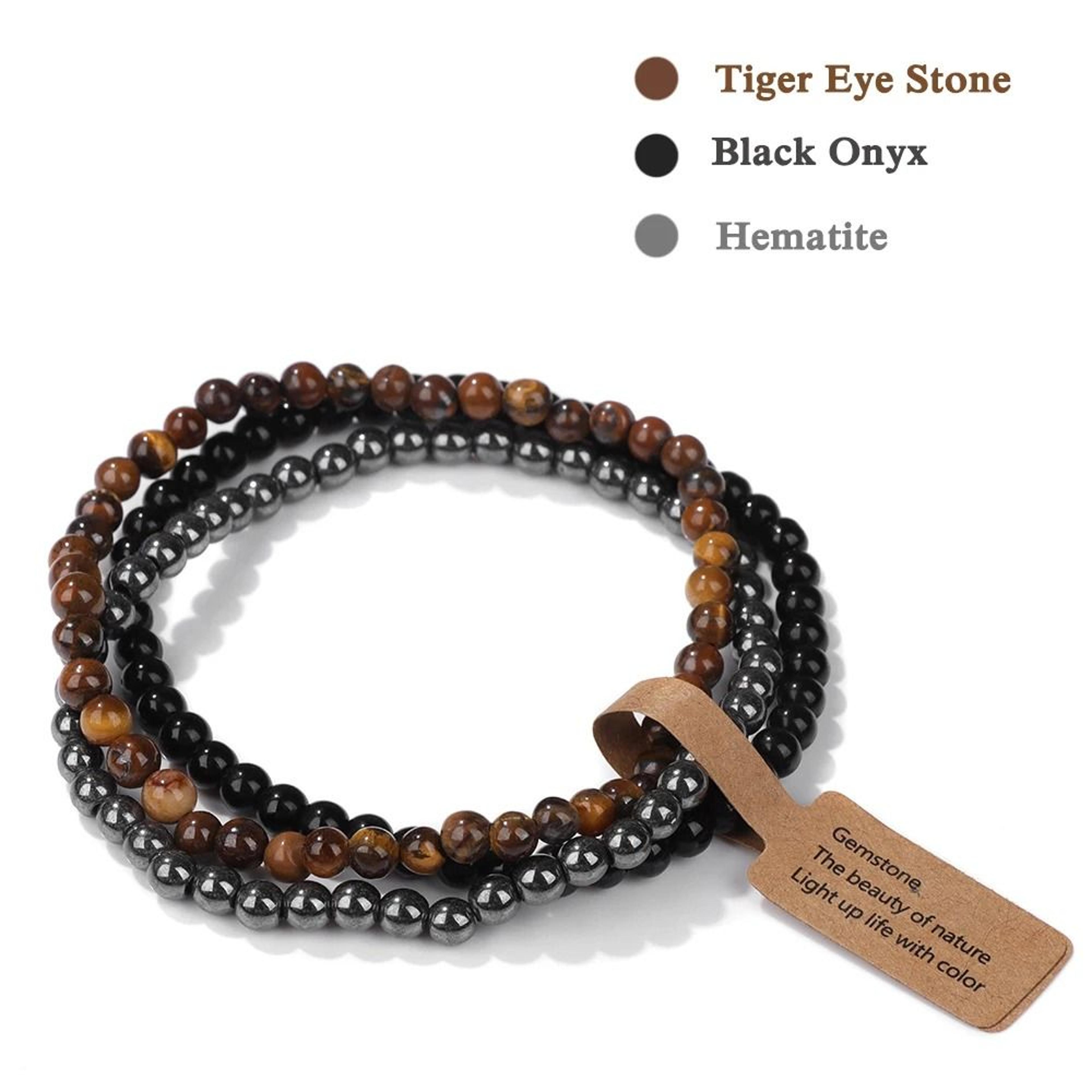 Three Piece Natural Stone Bead Bracelet Set For Effortless Layered Style 4