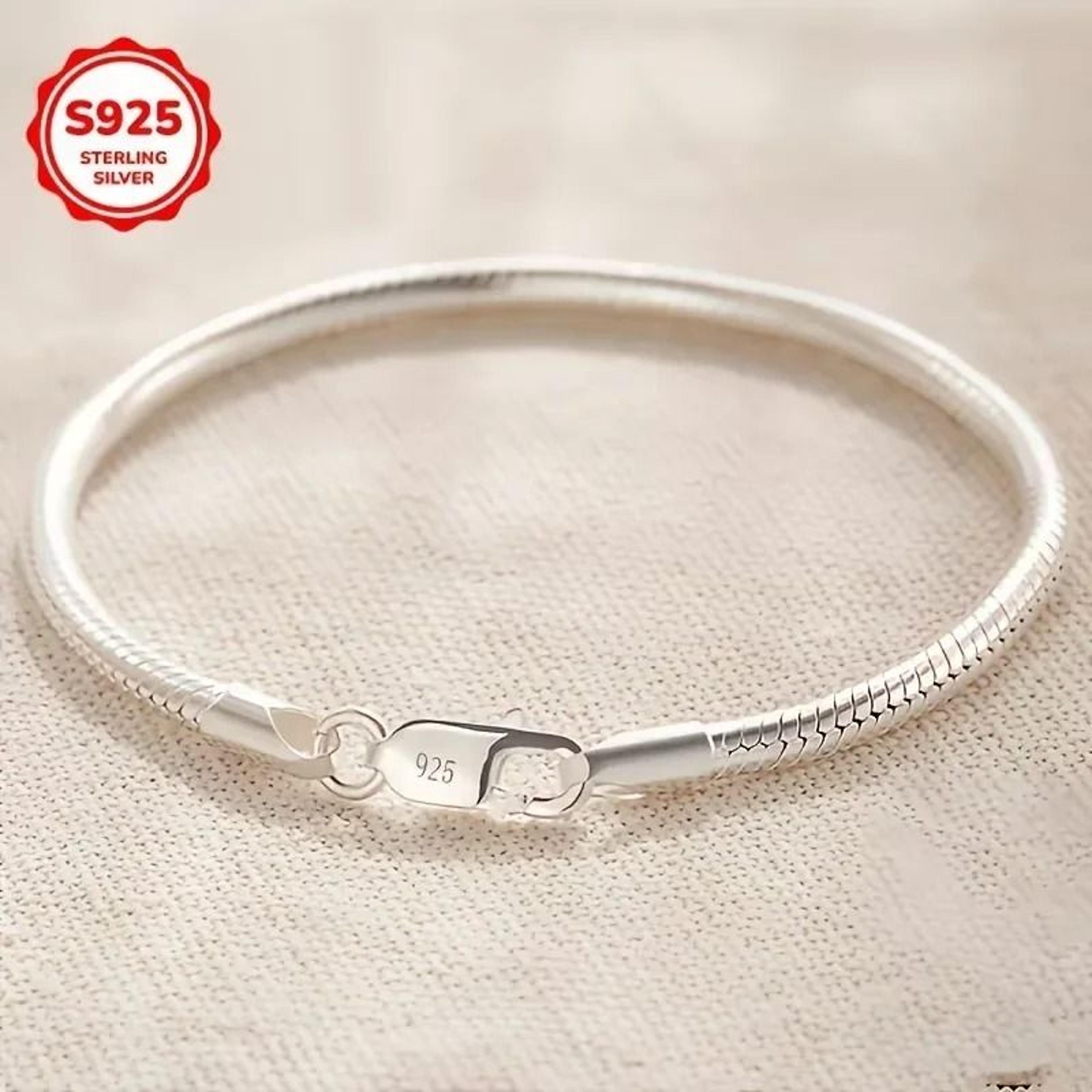 Elegant 925 Sterling Silver Snake Chain Bracelet For Effortless Evening Style 6