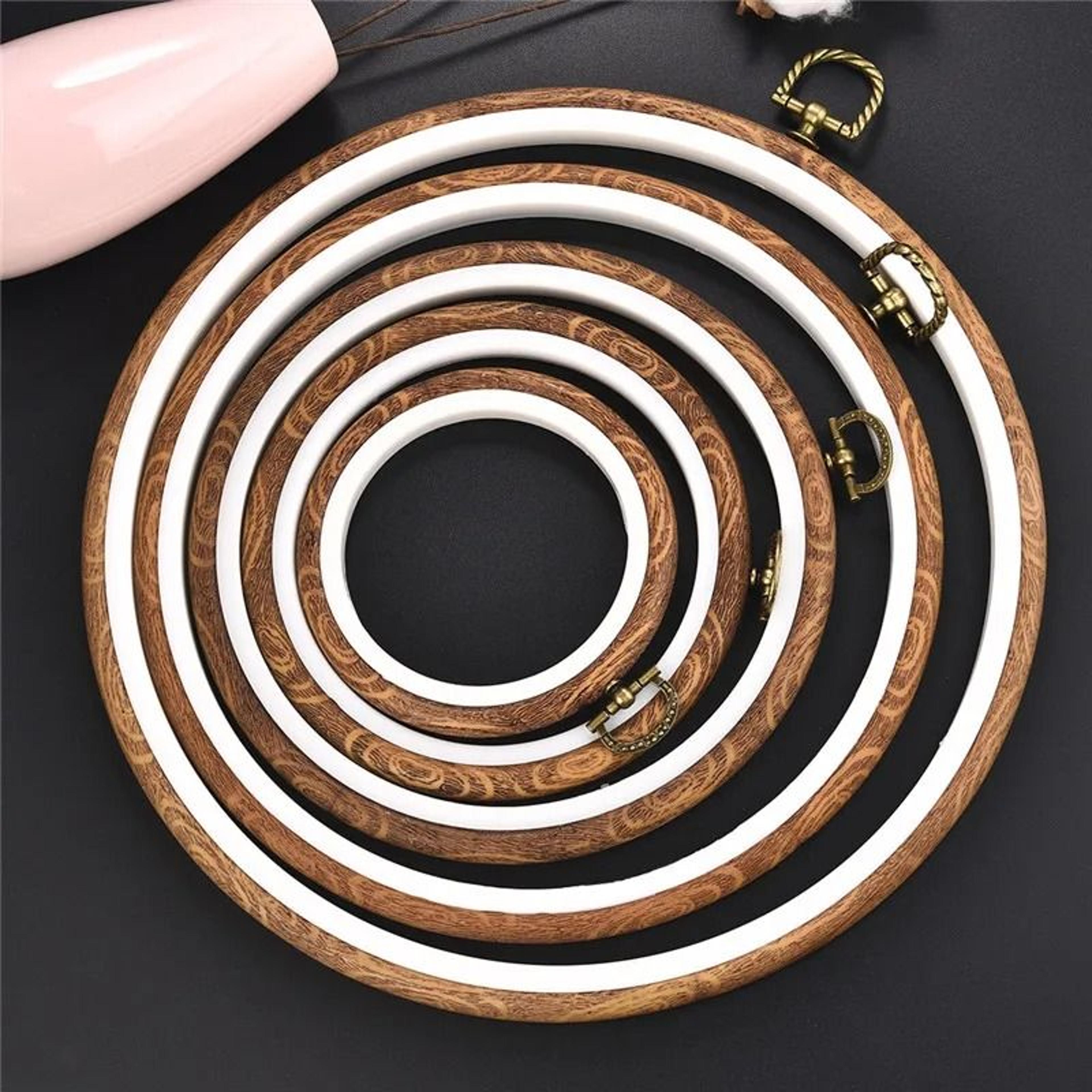 Wood Look Plastic Embroidery Hoop Set For Neater Comfortable Stitching Projects 20