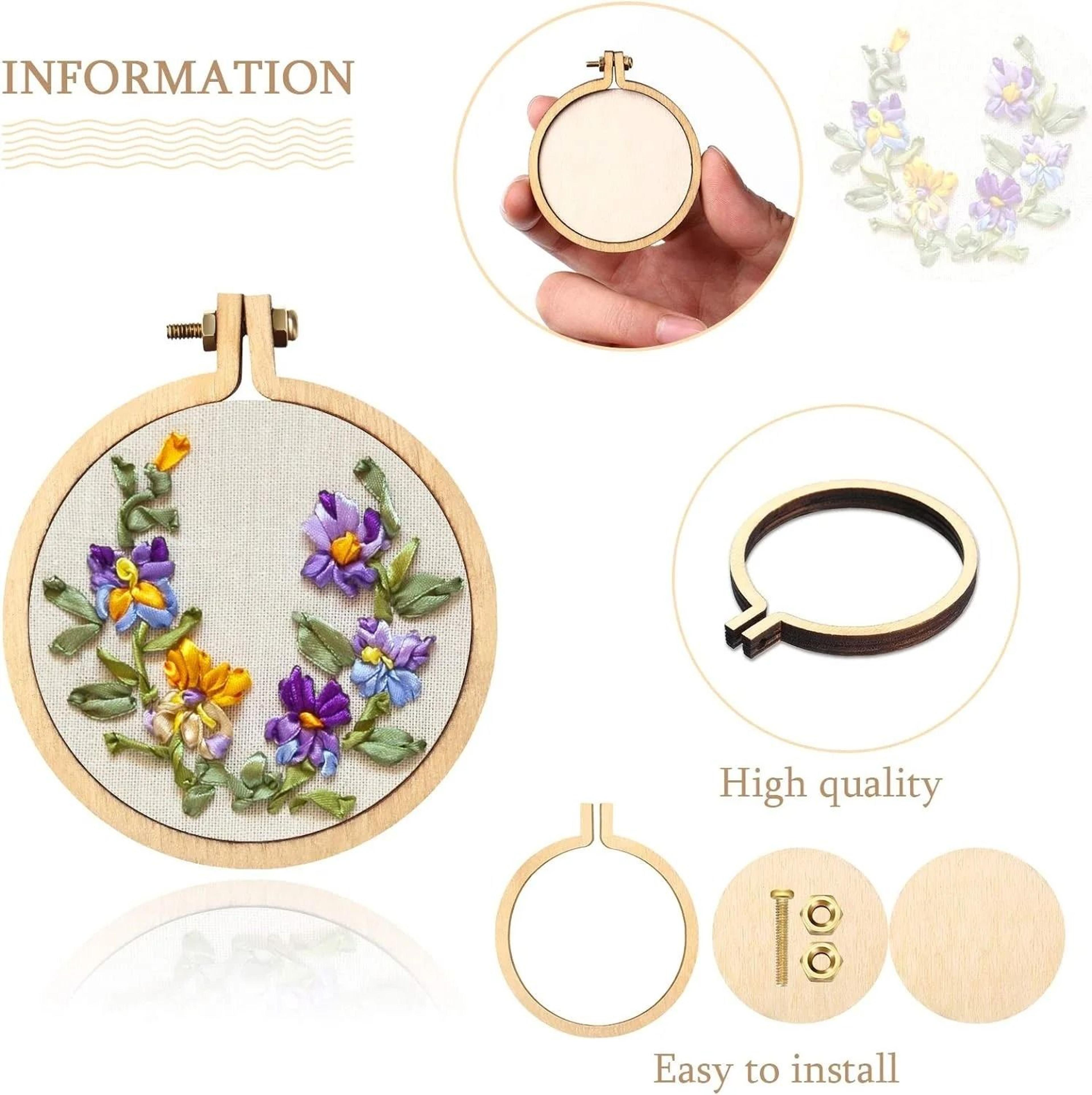 Ten Piece Mini Wooden Embroidery Hoop Set For Jewelry Keyring Crafts 16