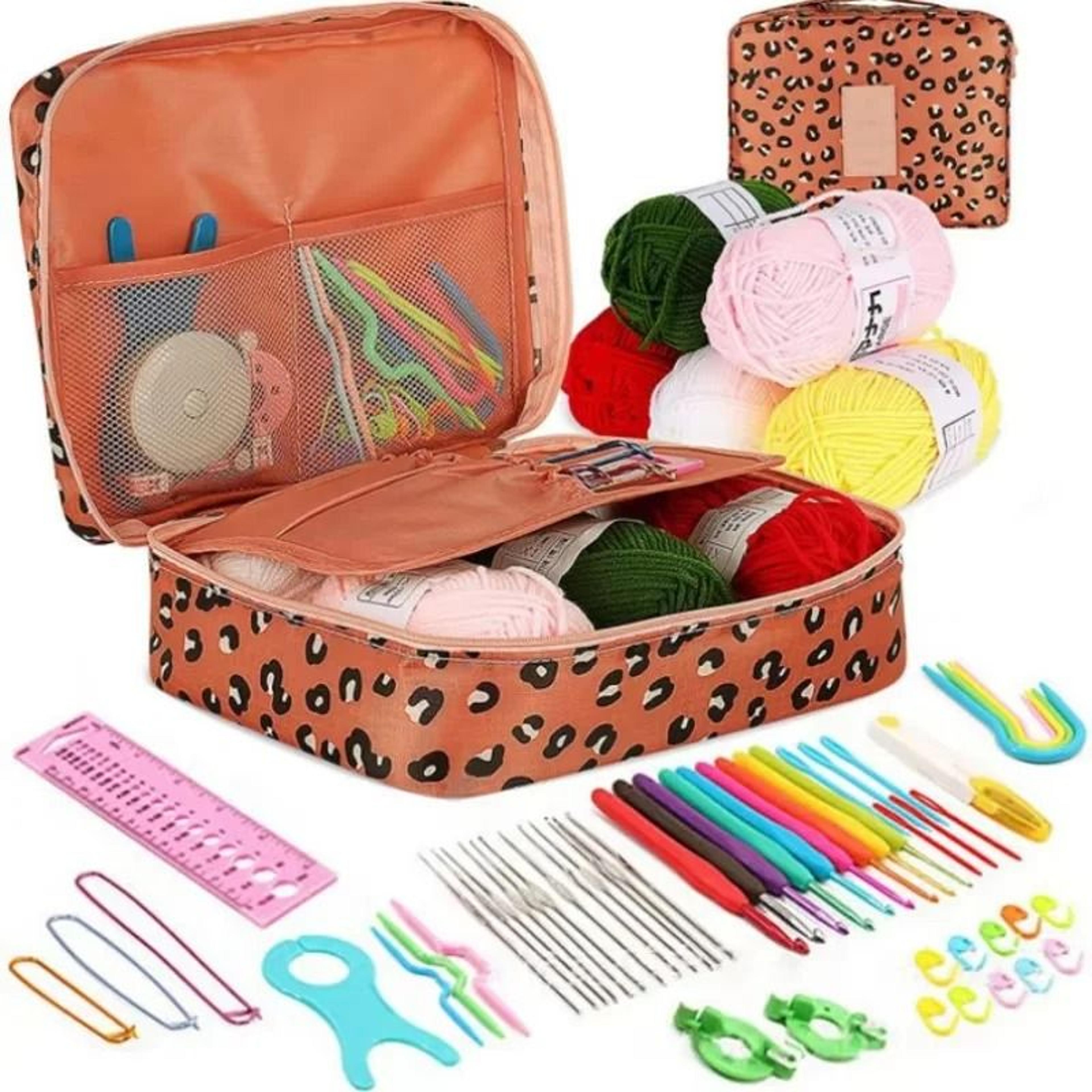 53 Piece Beginner Crochet Kit With Colorful Portable Storage Case Included 1