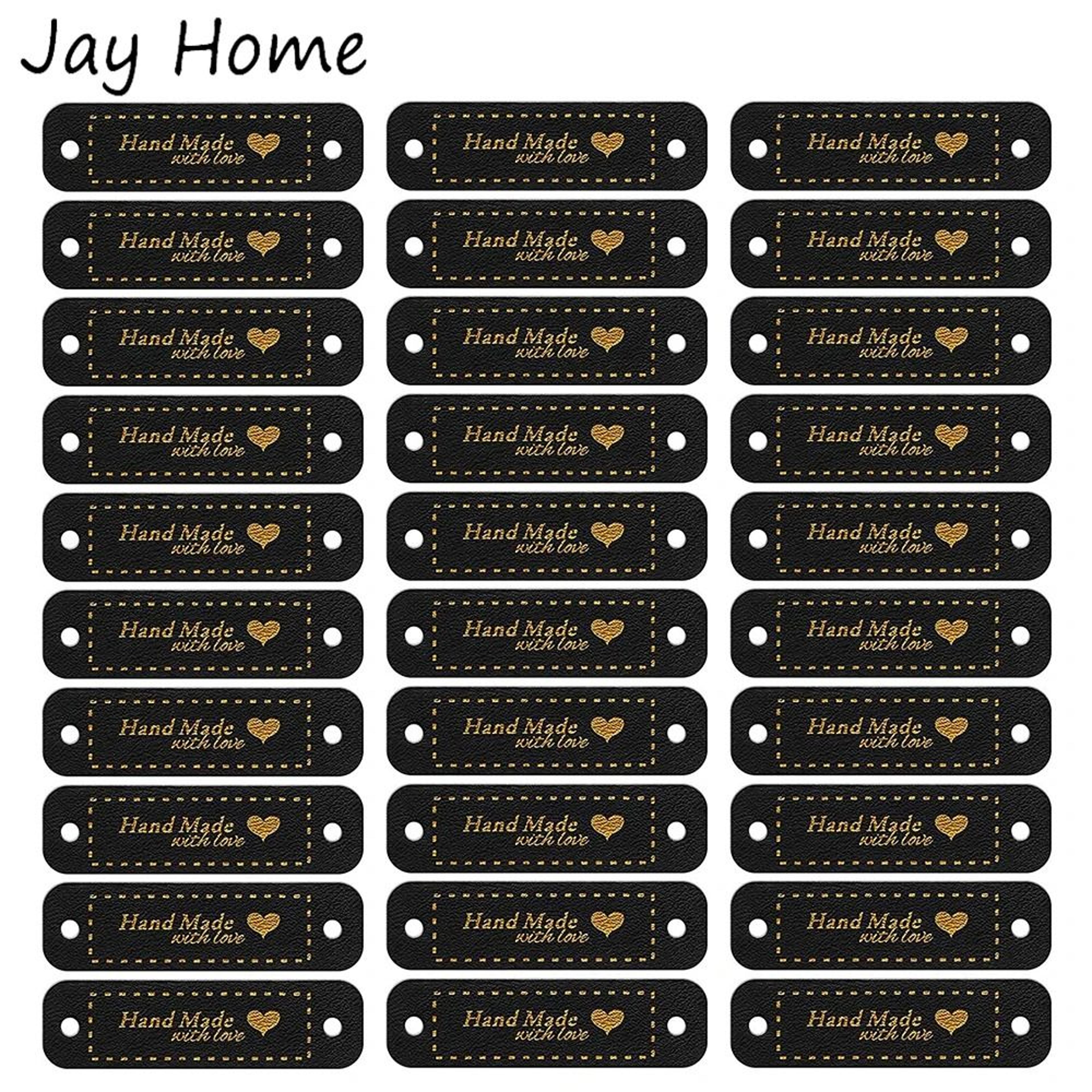 30 Piece Handmade Faux Leather Heart Sew On Craft Labels 3
