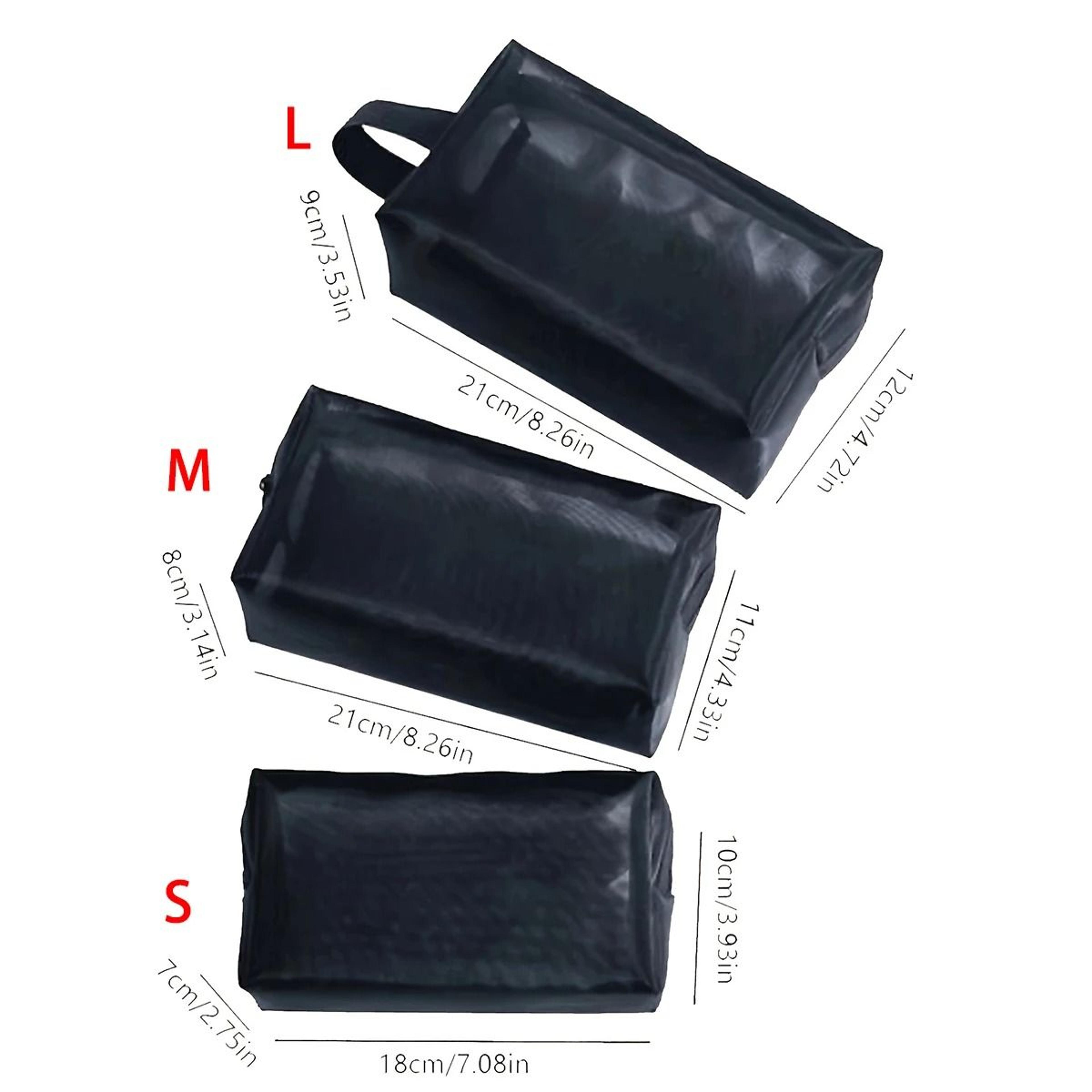 Black Mesh Travel Makeup Bag With Zippered Portable Storage 4