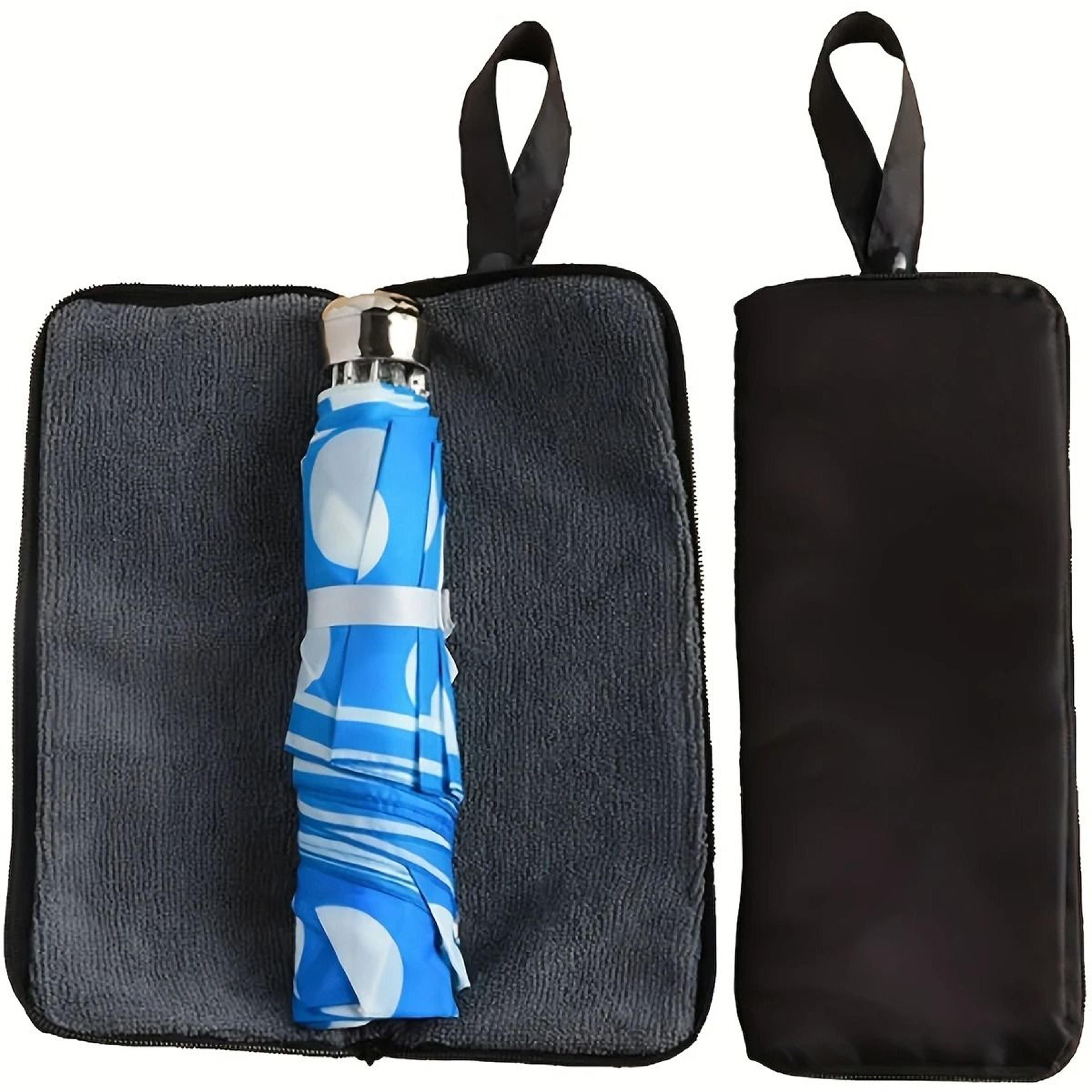 Black Microfiber Folding Umbrella Storage Bag With Carry Handle 4