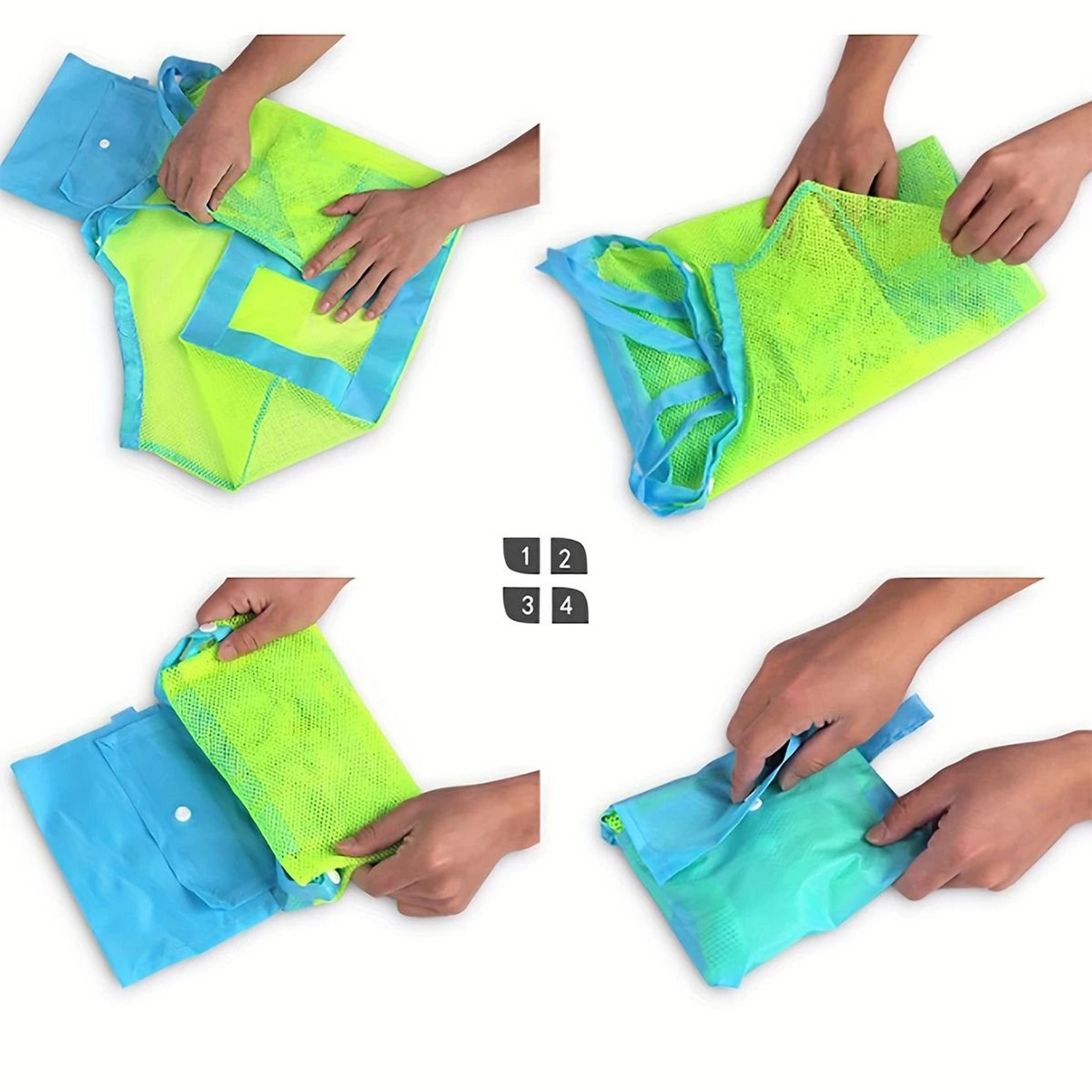 Large Sand Shedding Mesh Beach Bag With Foldable Portable Storage 6