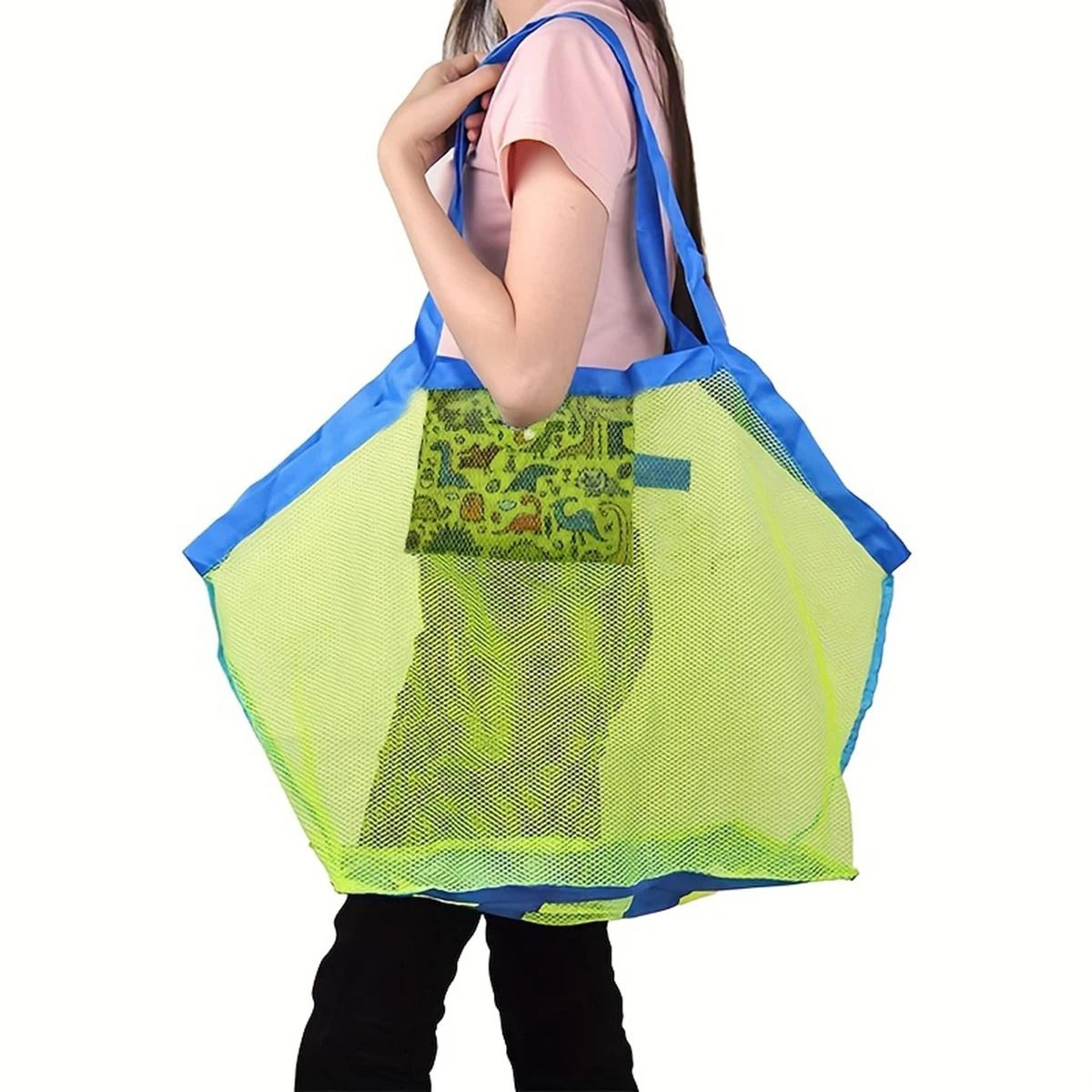 Large Sand Shedding Mesh Beach Bag With Foldable Portable Storage 1