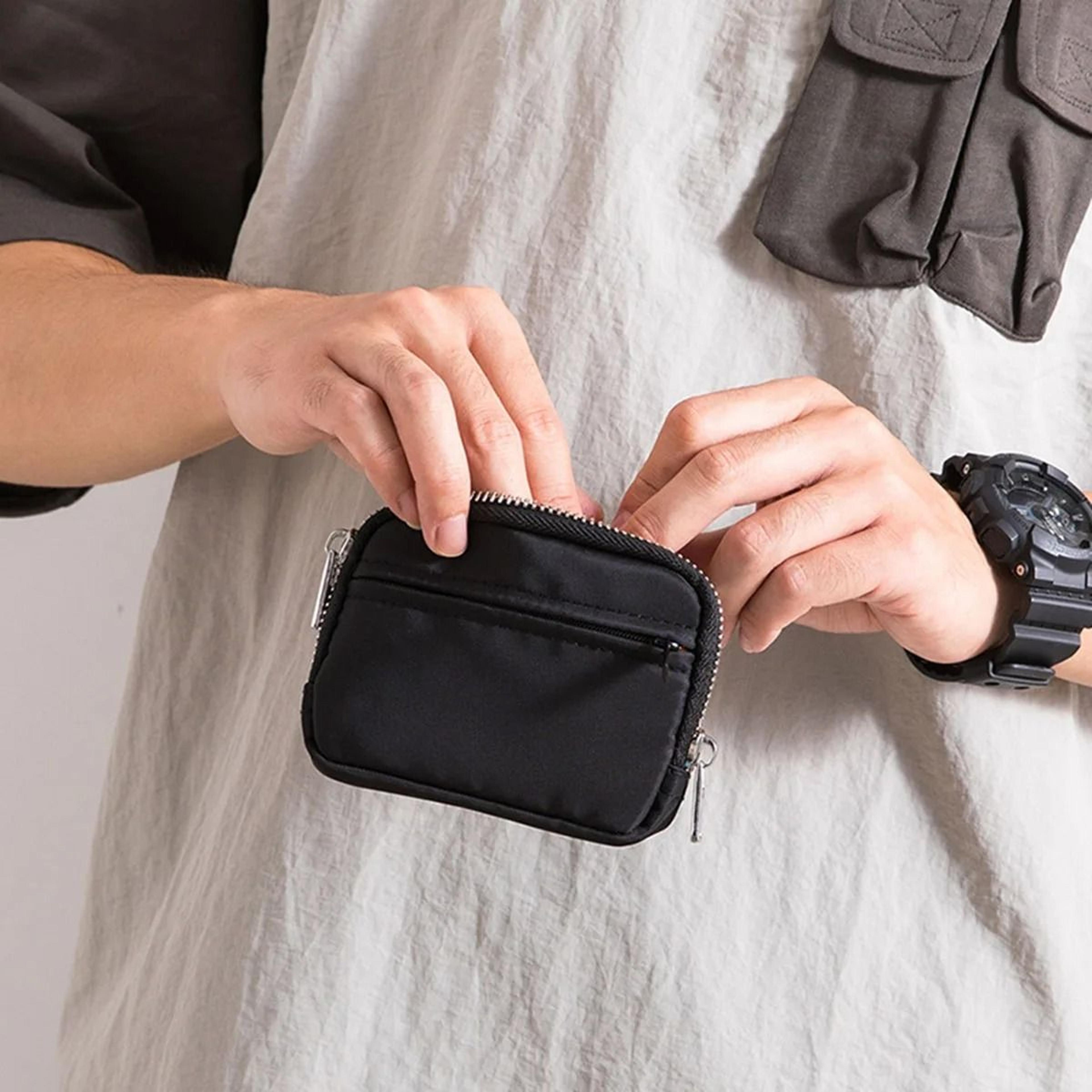 slim nylon coin purse and keychain card holder wallet