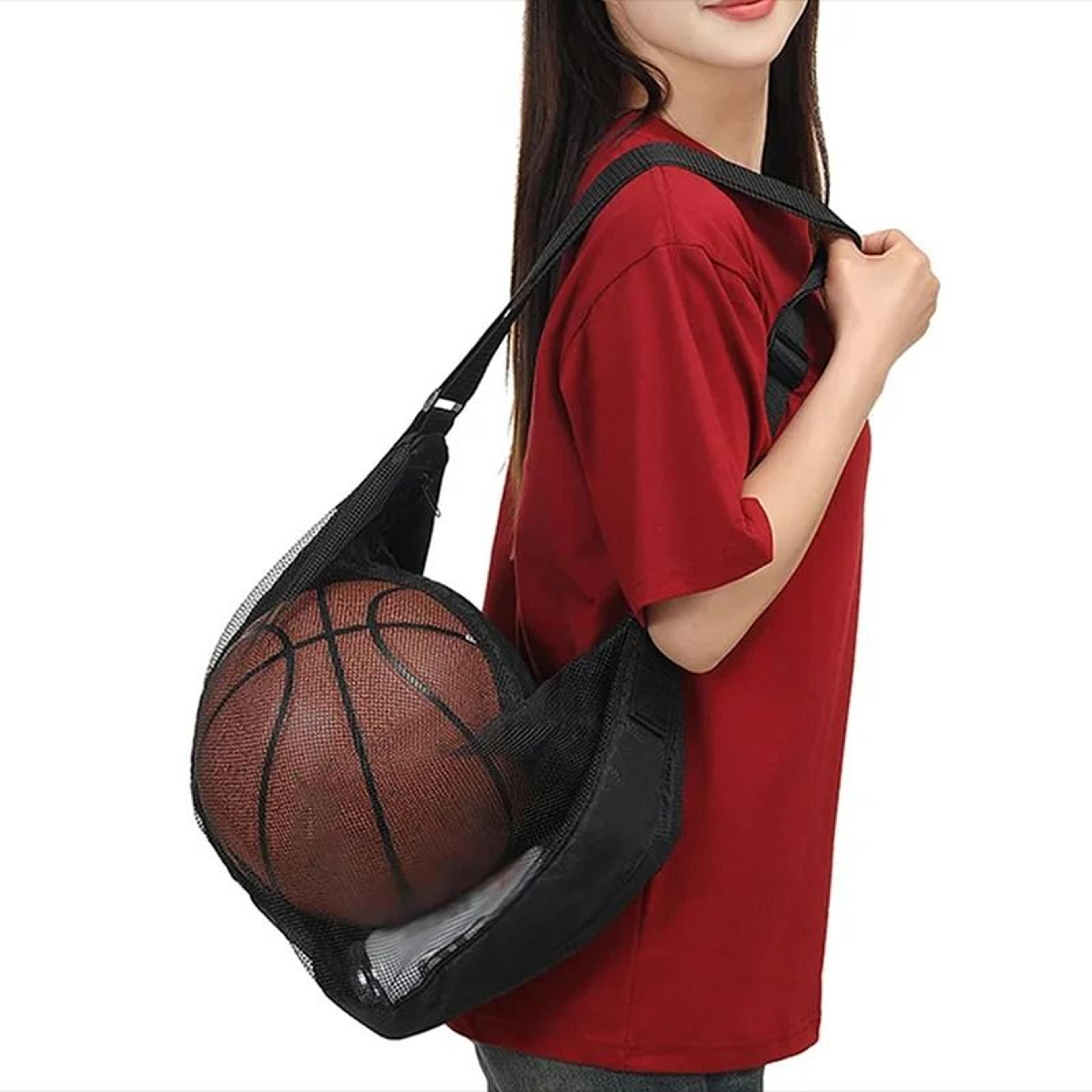 Portable Single Ball Mesh Carry Bag With Zipper Pocket And Sling 2