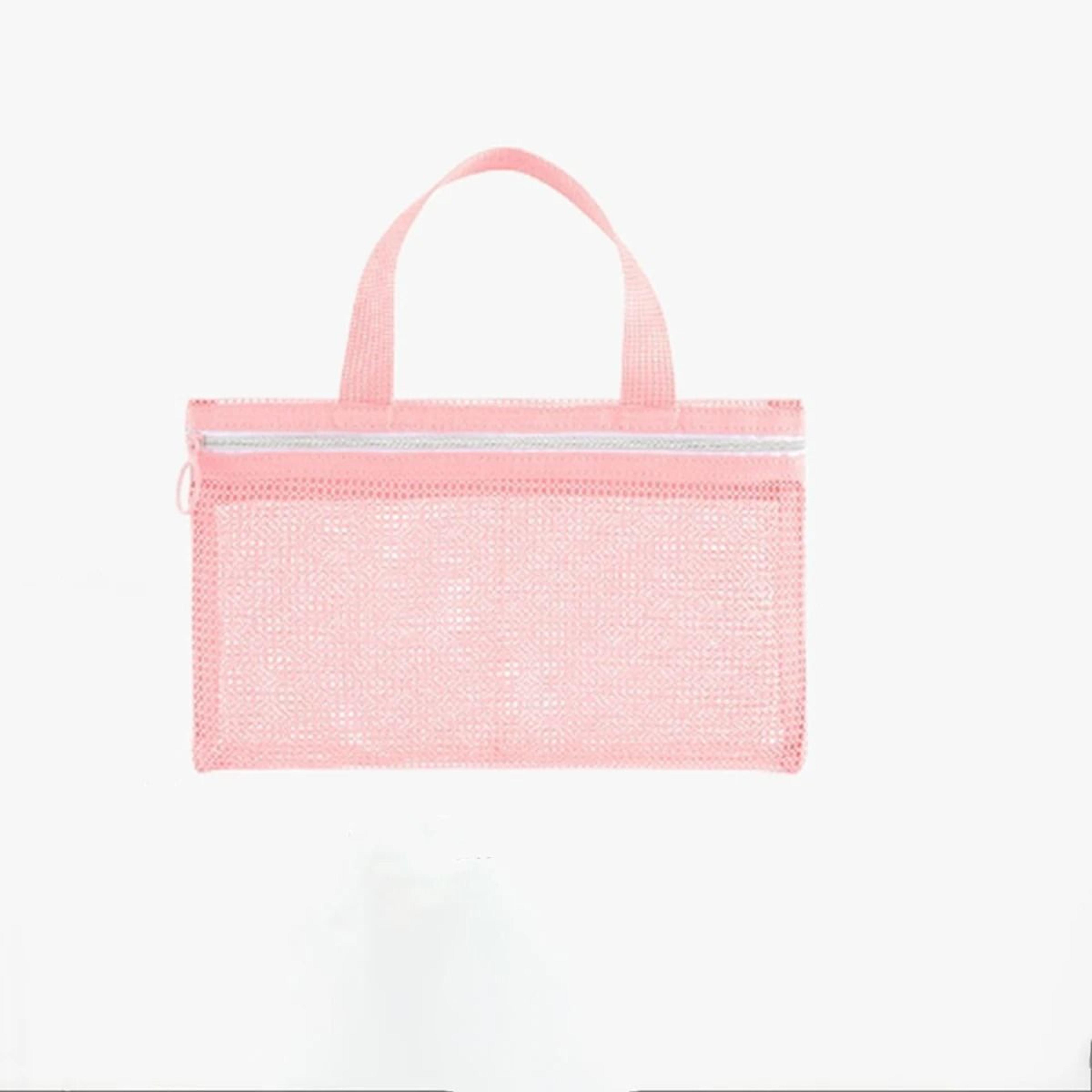Pink Multi Pocket Mesh Makeup Bag For Beach Pool And Travel 5