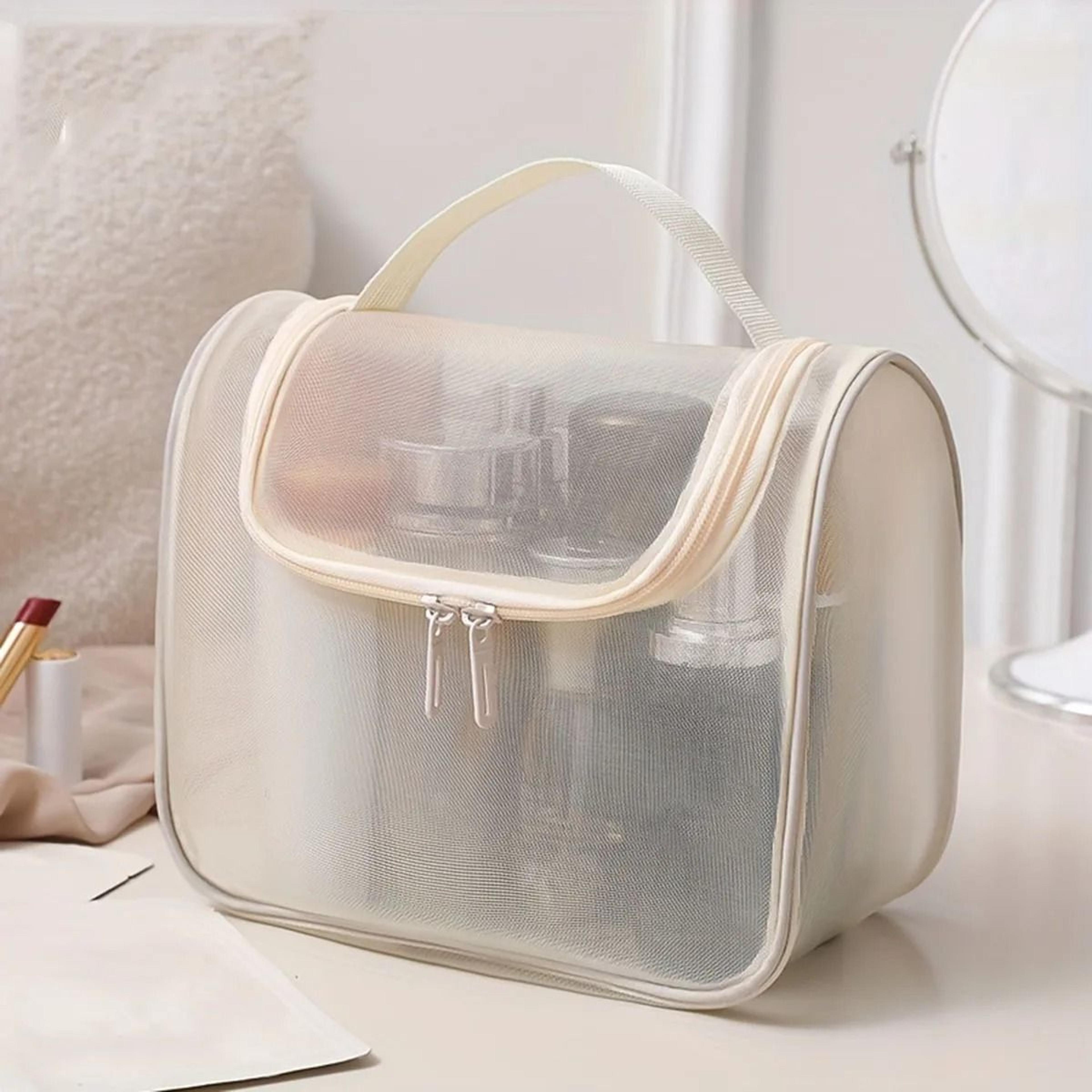 Large Curved Nylon Mesh Toiletry Bag For Makeup And Travel 3